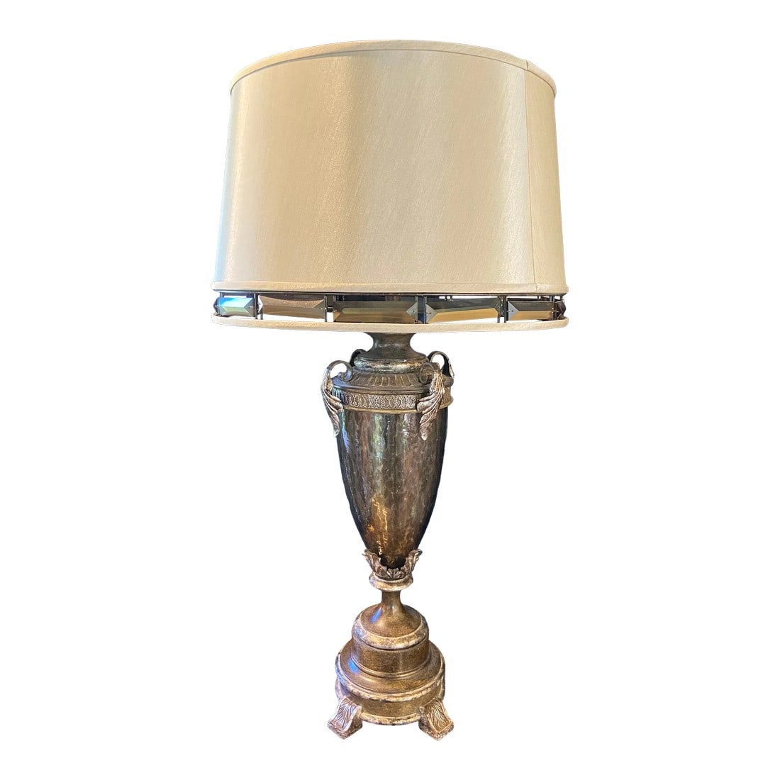 Fine Art Lamps Neoclassical Metal Urn Lamp With Prism Shade: Item: Fine Art Lamps Metal Lamp with Prism Shade Style: Art Nouveau, Hollywood Regency, Italian Lamp Shade: Included Brand: Fine Art Lamps Country of Origin: United States Dimensions: 18.5Êº