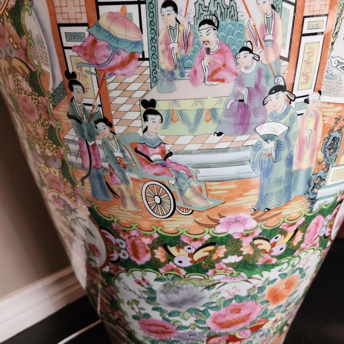 Pair of Monumental Mid-20th Century Chinese Famille Rose Palace Vases - 10