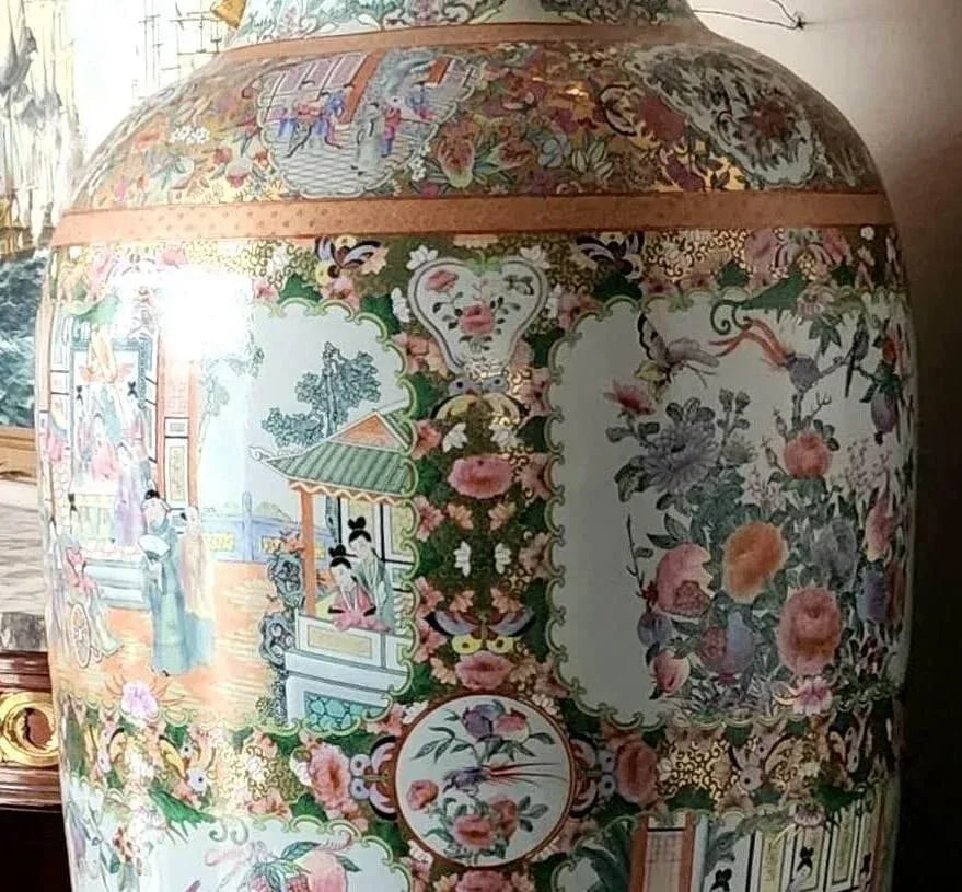 Pair of Monumental Mid-20th Century Chinese Famille Rose Palace Vases - 13