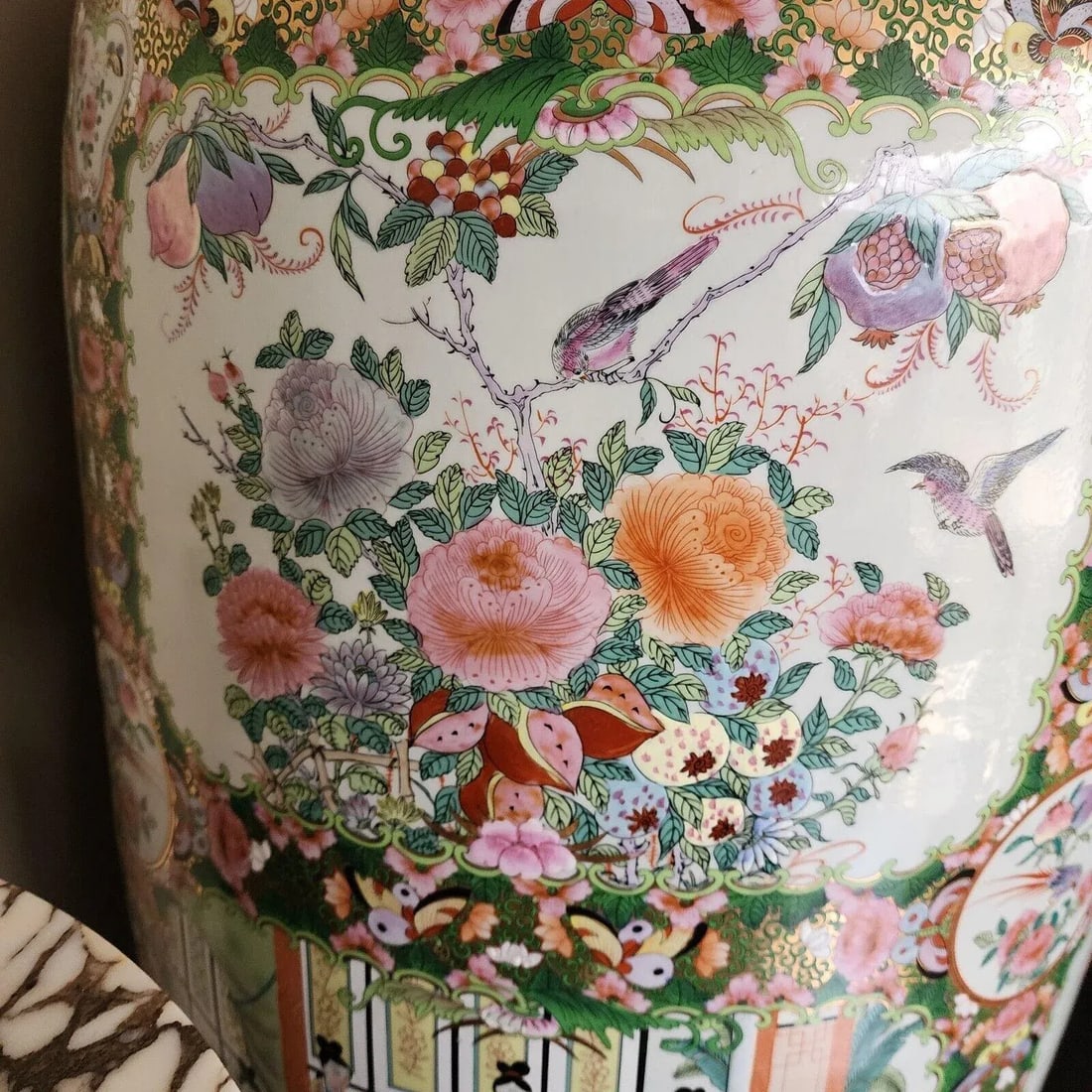 Pair of Monumental Mid-20th Century Chinese Famille Rose Palace Vases - 16