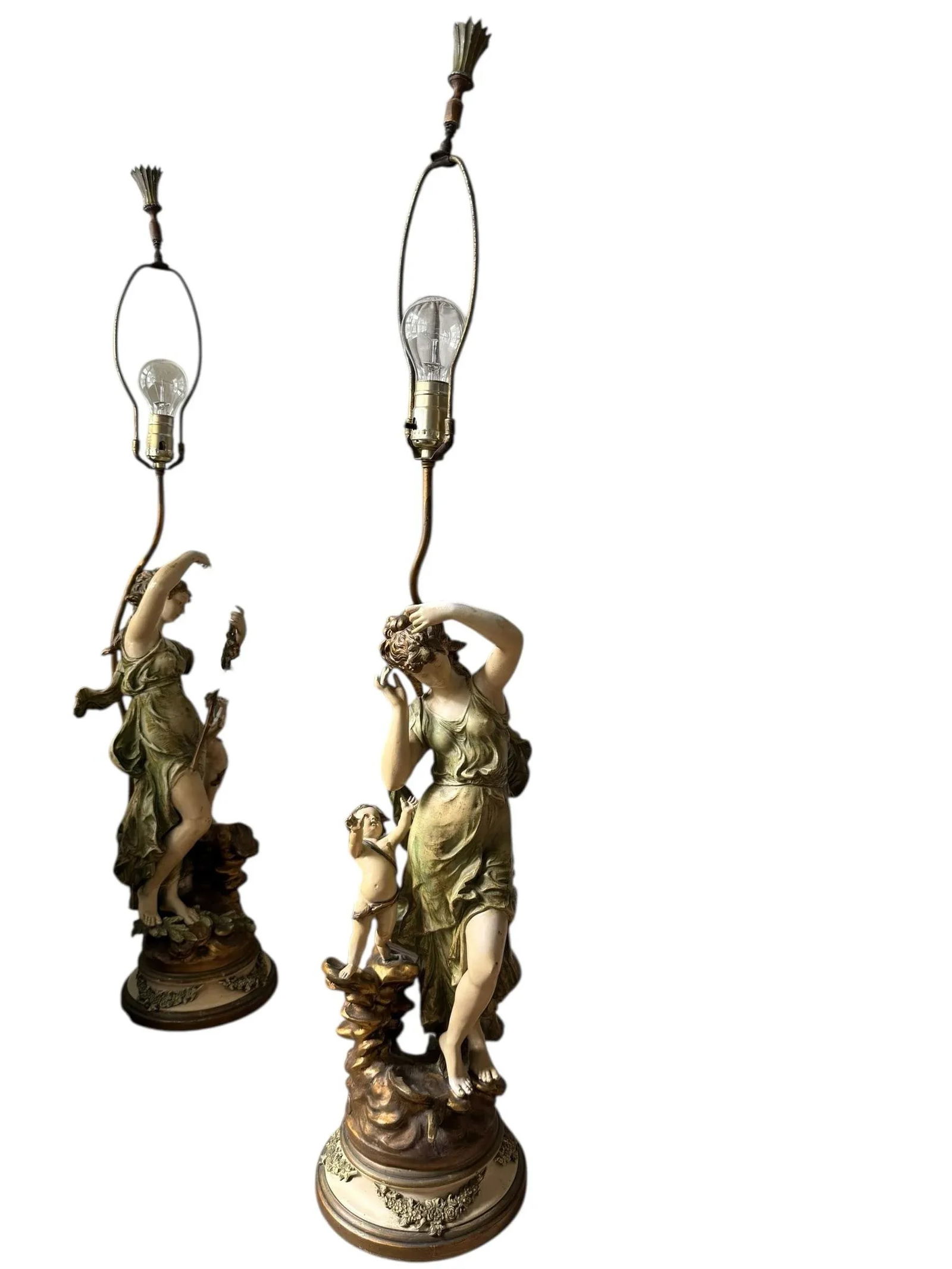 1920s Bronze Figural Table Lamps by f.m Moreau - 9
