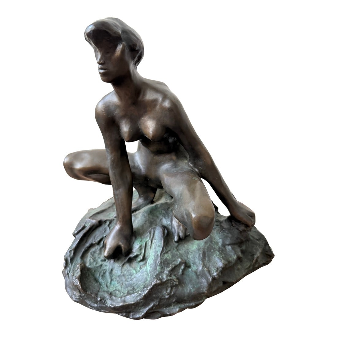 French Bronze Sculpture After Auguste Rodin. Titled Seated Nude.: The "Seated Nude" is a bronze sculpture by the renowned French artist Auguste Rodin, created around 1880. This piece exemplifies Rodin's mastery of form and his ability to convey the human experience