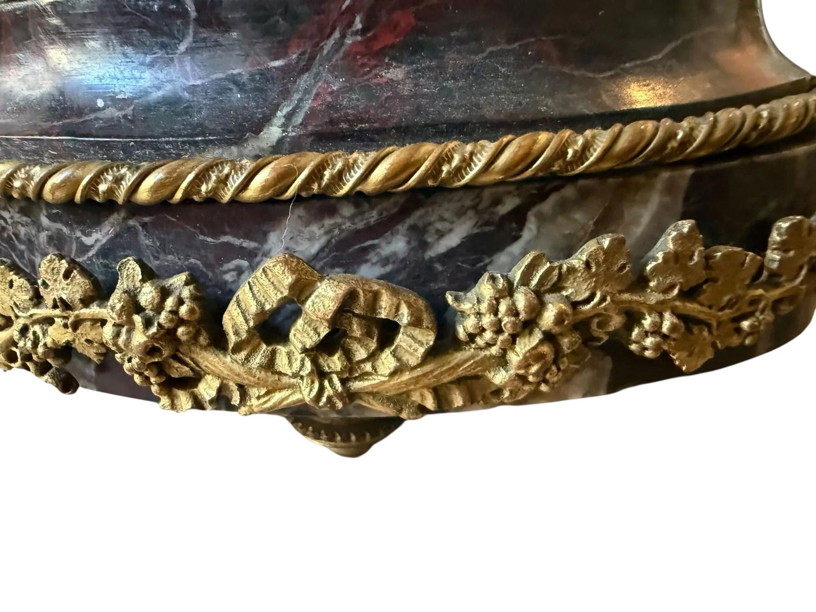 Fine French Neoclassical Bronze Dore Highlights. Marble Ormolu Cherubs Candleholders. Marble Footed. - 6