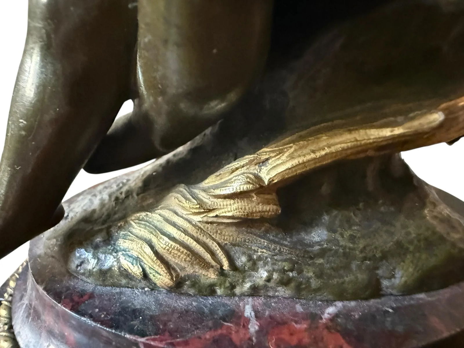 Fine French Neoclassical Bronze Dore Highlights. Marble Ormolu Cherubs Candleholders. Marble Footed. - 7