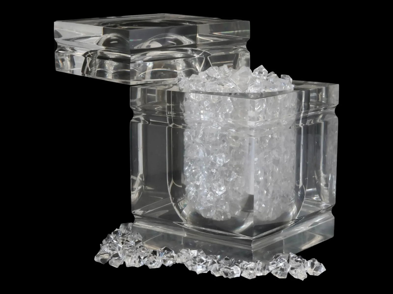Midcentury Italian Lucite "Ice Block" Ice Bucket in the Albrizzi Style - 6