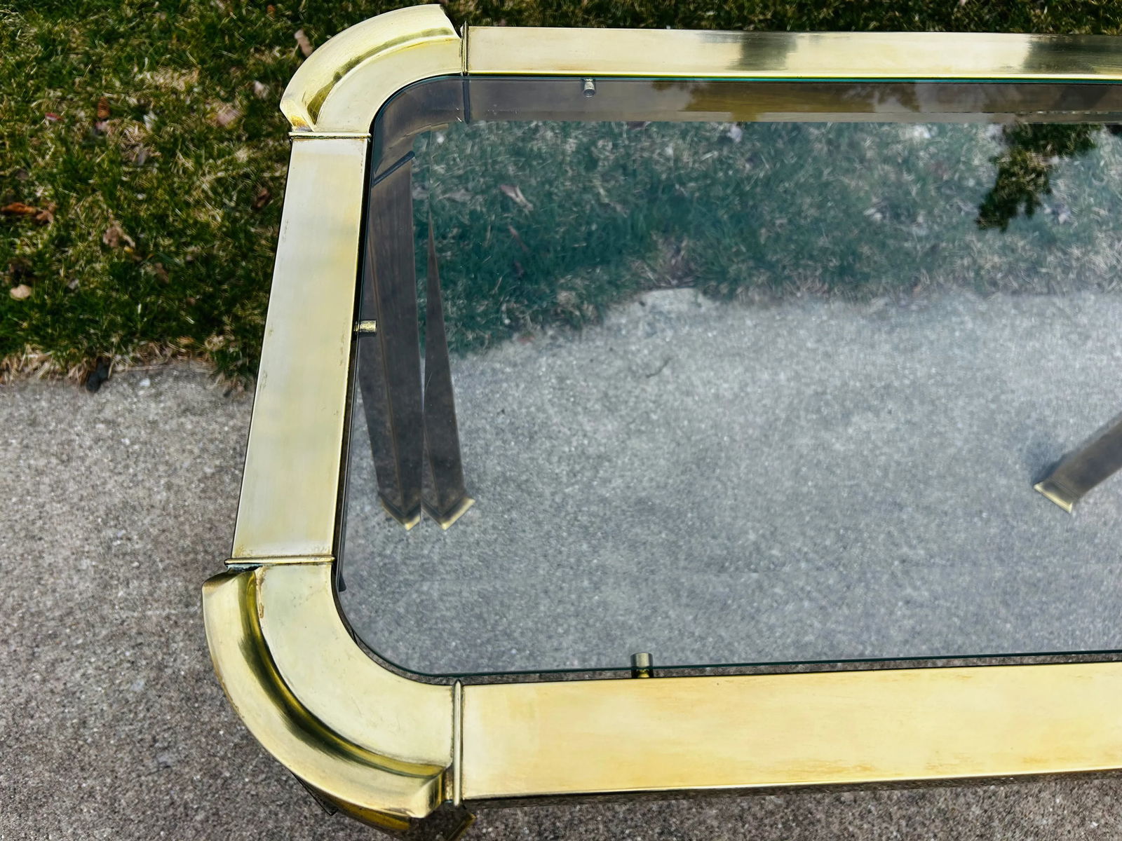 Vintage Solid Brass and Glass Console or Accent Table Attributed to Mastercraft - 5
