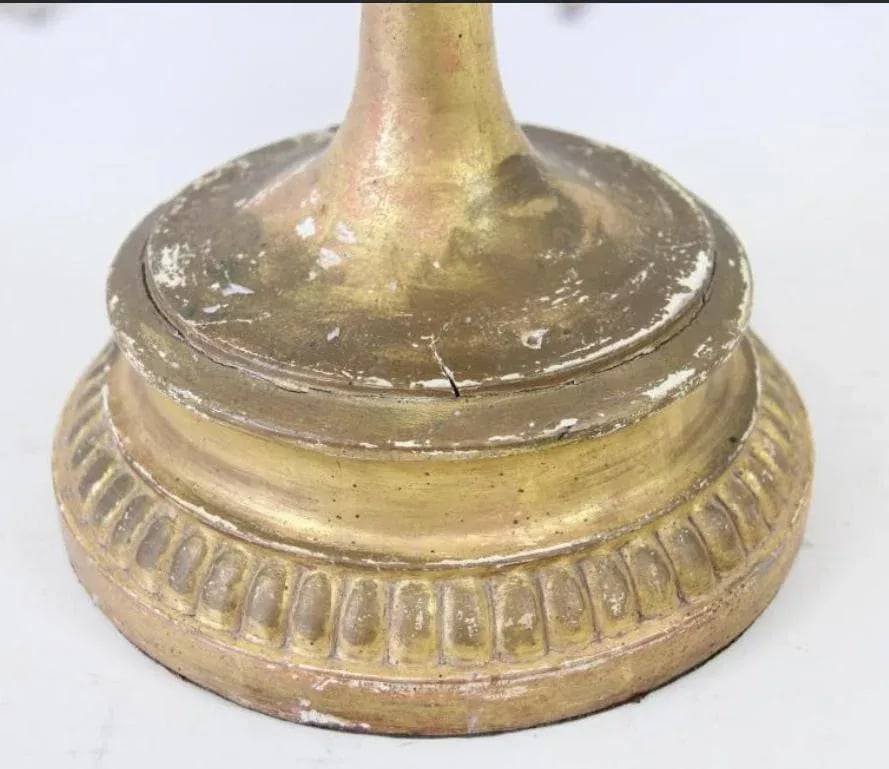 1950s French Empire Style Gold Gilt Wood Cascading Glass Crystals and Beads Table Centerpiece Chande - 4