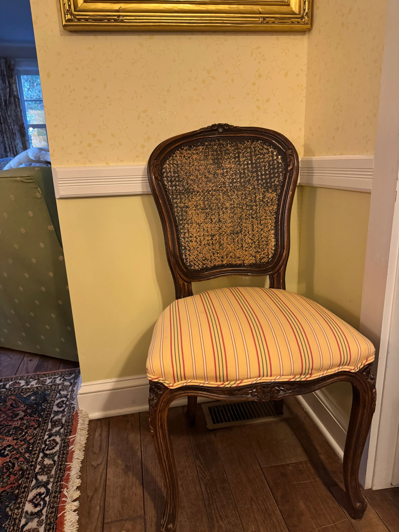 Pair of Late 19th-Century French Caned Side Chairs With Upholstered Seats - 5