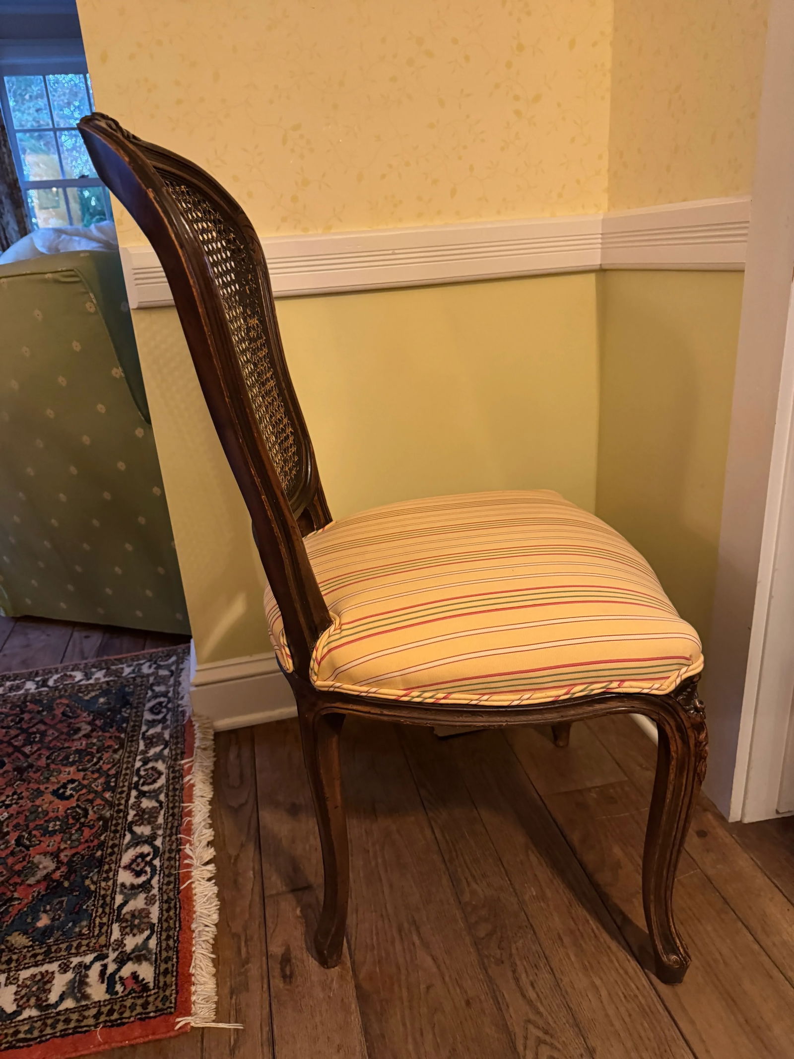 Pair of Late 19th-Century French Caned Side Chairs With Upholstered Seats - 6