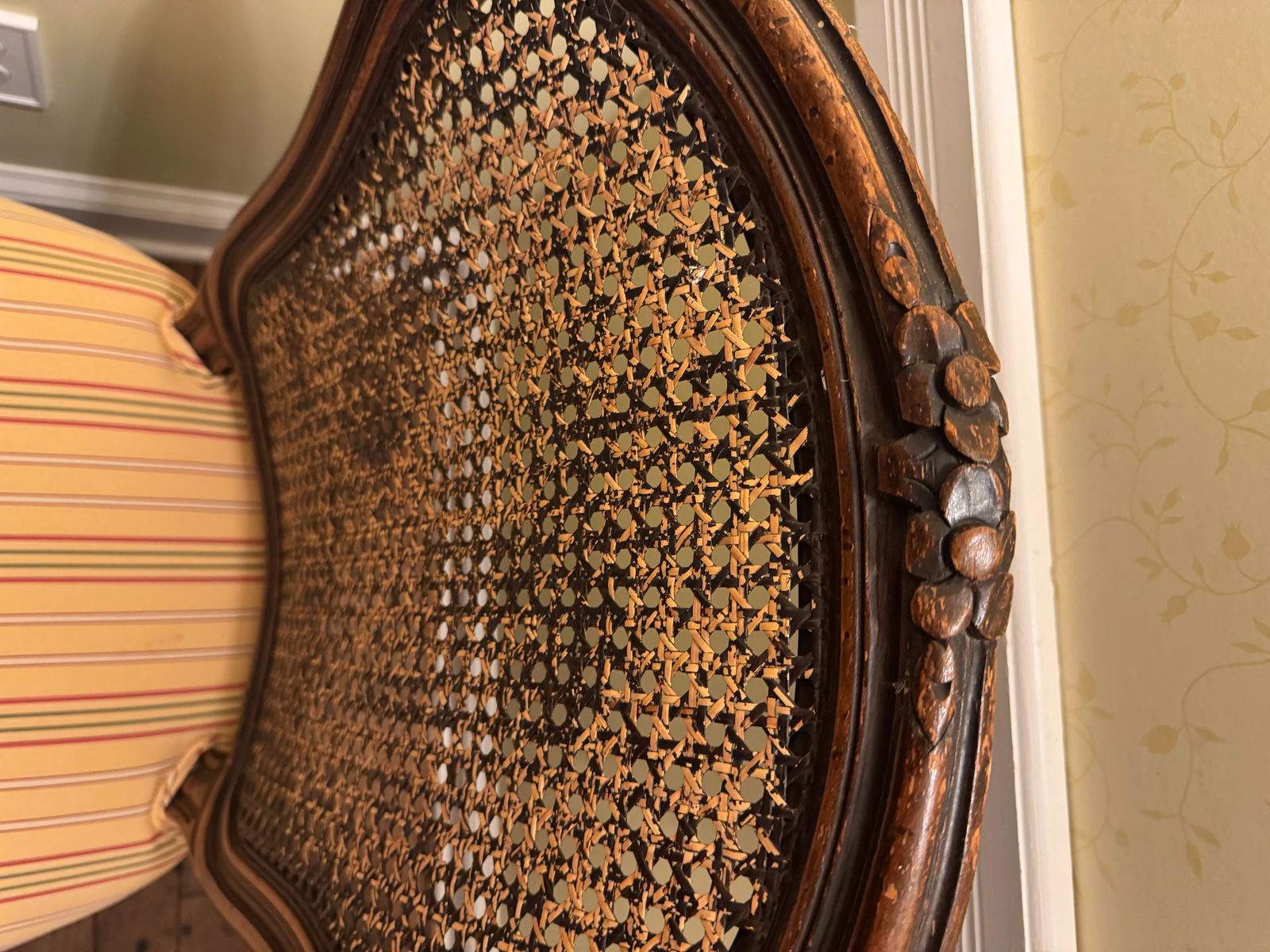 Pair of Late 19th-Century French Caned Side Chairs With Upholstered Seats - 9