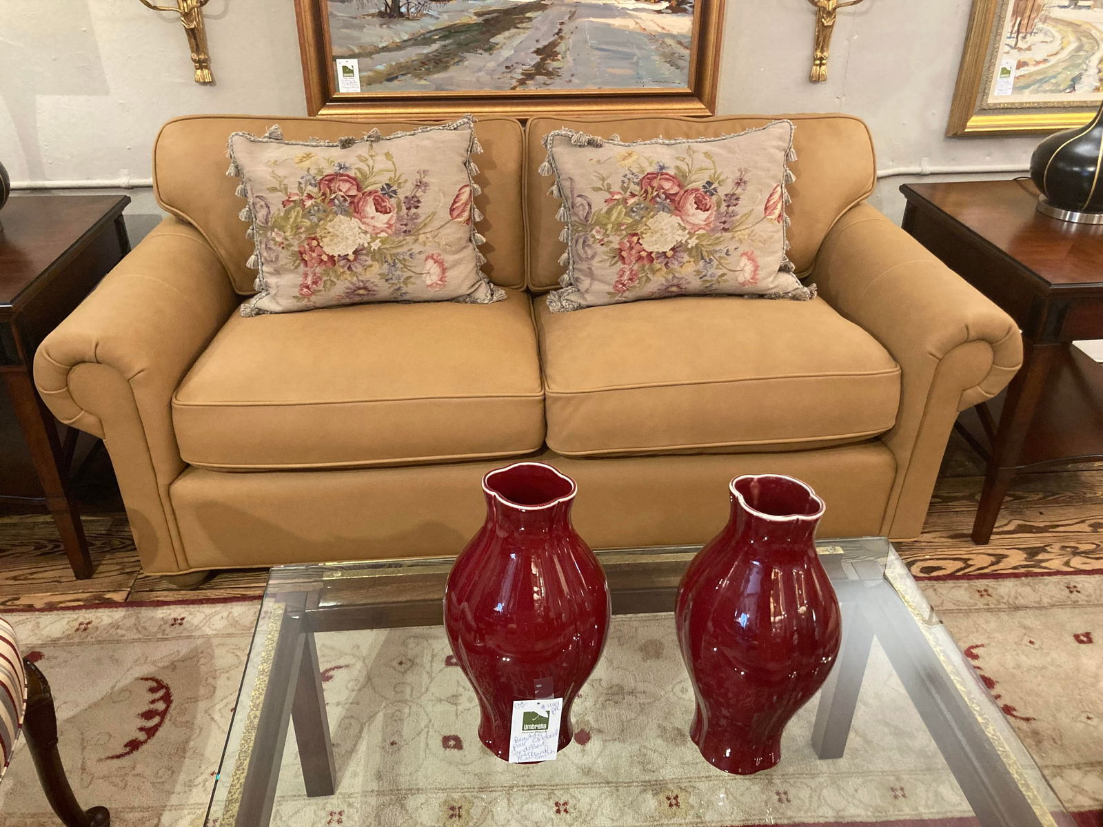 Floral Needlepoint & Velvet Pillows -a Pair - 2