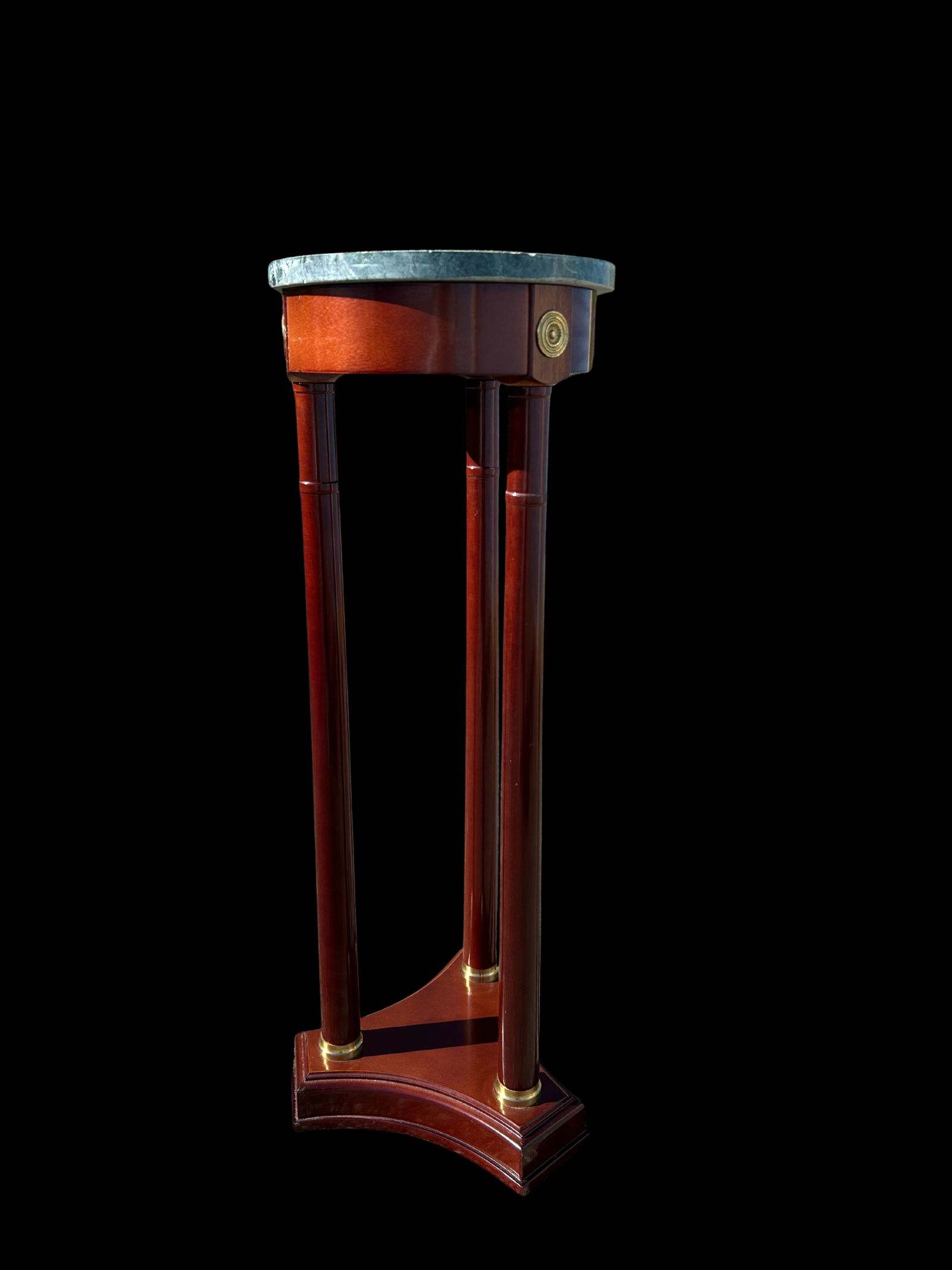 Vintage Bombay Company Regency-Style Pedestal Stand With Green Marble Top - 5