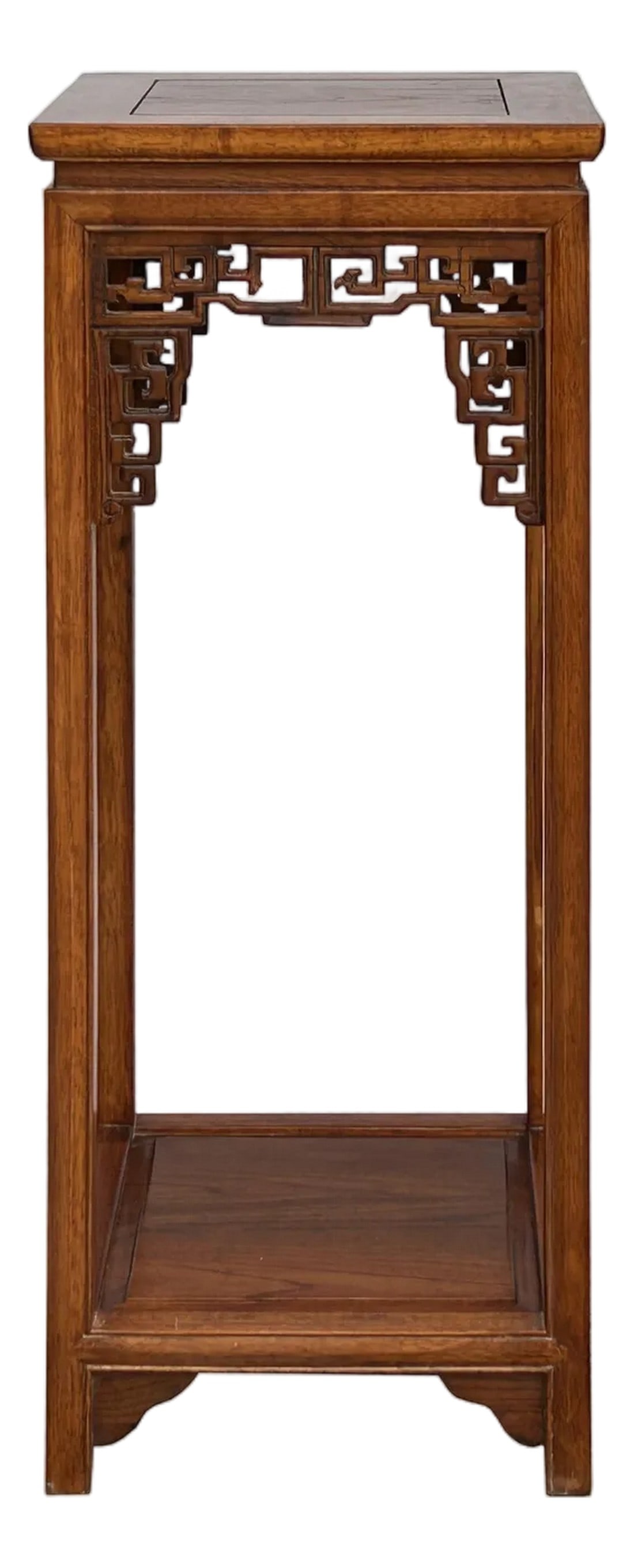 Chinese Light Brown Stain Square Ru Yi Plant Stand Pedestal Table (1 of 9)