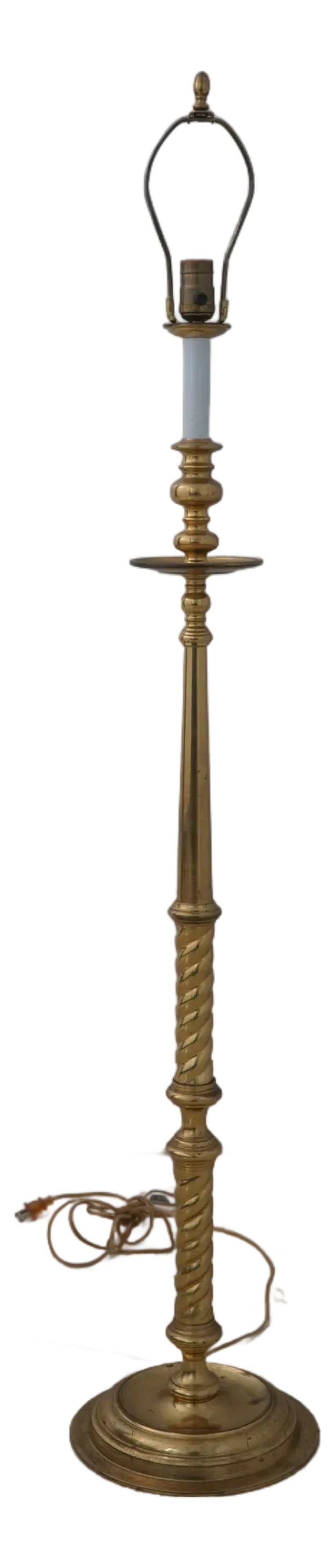 Maitland Smith Tall Candlestick Form Floor Lamp: Age: Approx: 25 Years Old Details: Solid Brass Quality Construction Nice Brass Floor Lap Candlestick Form Traditional Style Offered @ Fraction Original Retail Cost Condition: Excellent Original Finish