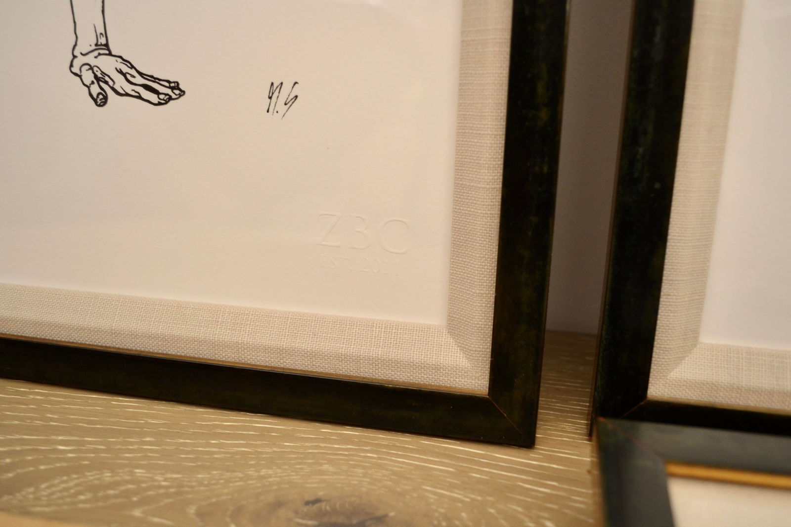 Zoe Bios Framed Male Form Drawings With Watercolor Animal Overlays - Set of 4 - 6