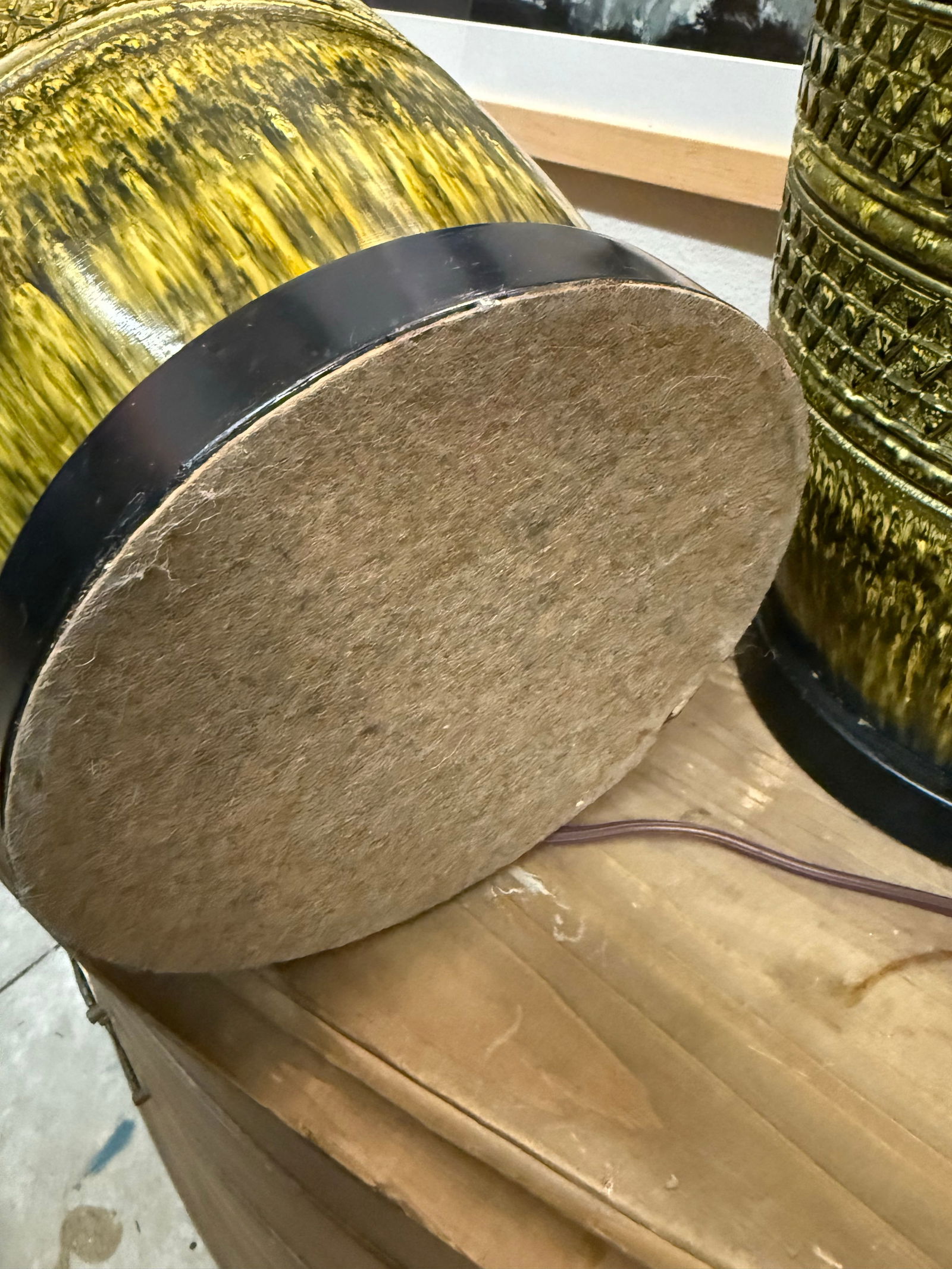 1950s Bitossi Large Vintage Green Textured Lamps Pair - 3