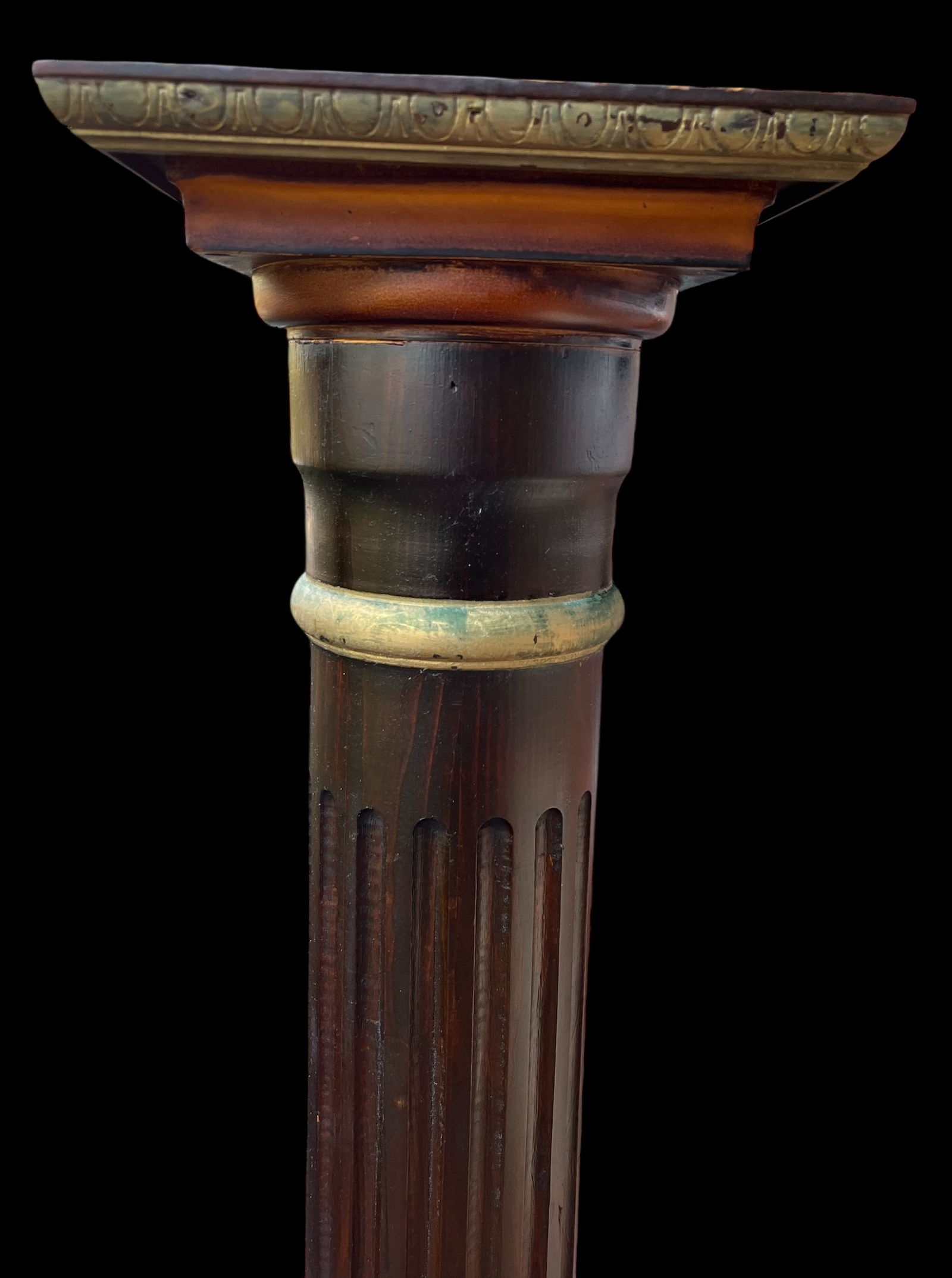 Vintage Classical Revival Fluted Wooden Column Pedestals With Gold Gilding 42.5" X 12" - 2