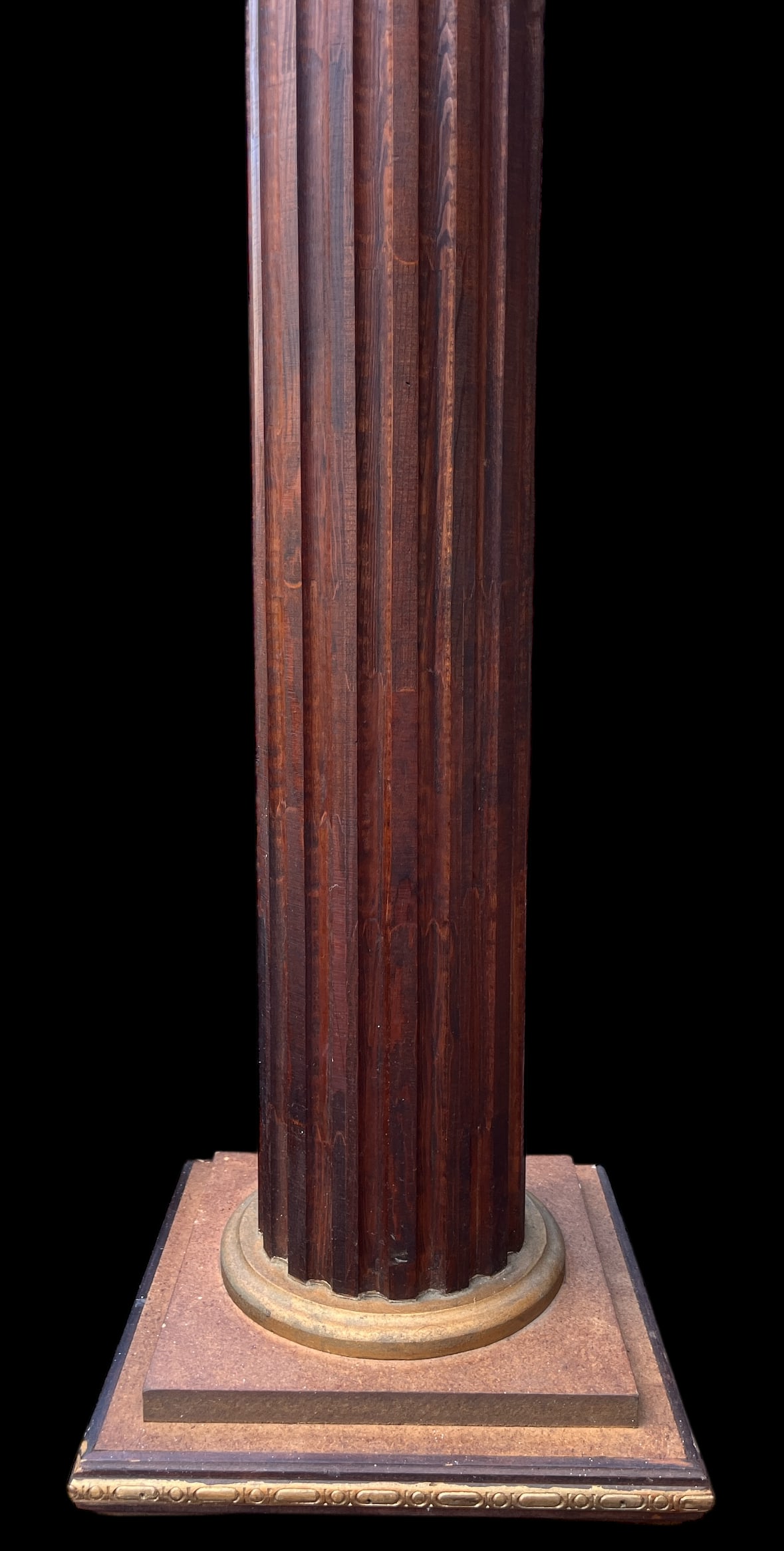 Vintage Classical Revival Fluted Wooden Column Pedestals With Gold Gilding 42.5" X 12" - 5