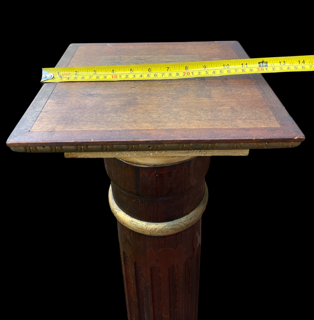 Vintage Classical Revival Fluted Wooden Column Pedestals With Gold Gilding 42.5" X 12" - 8