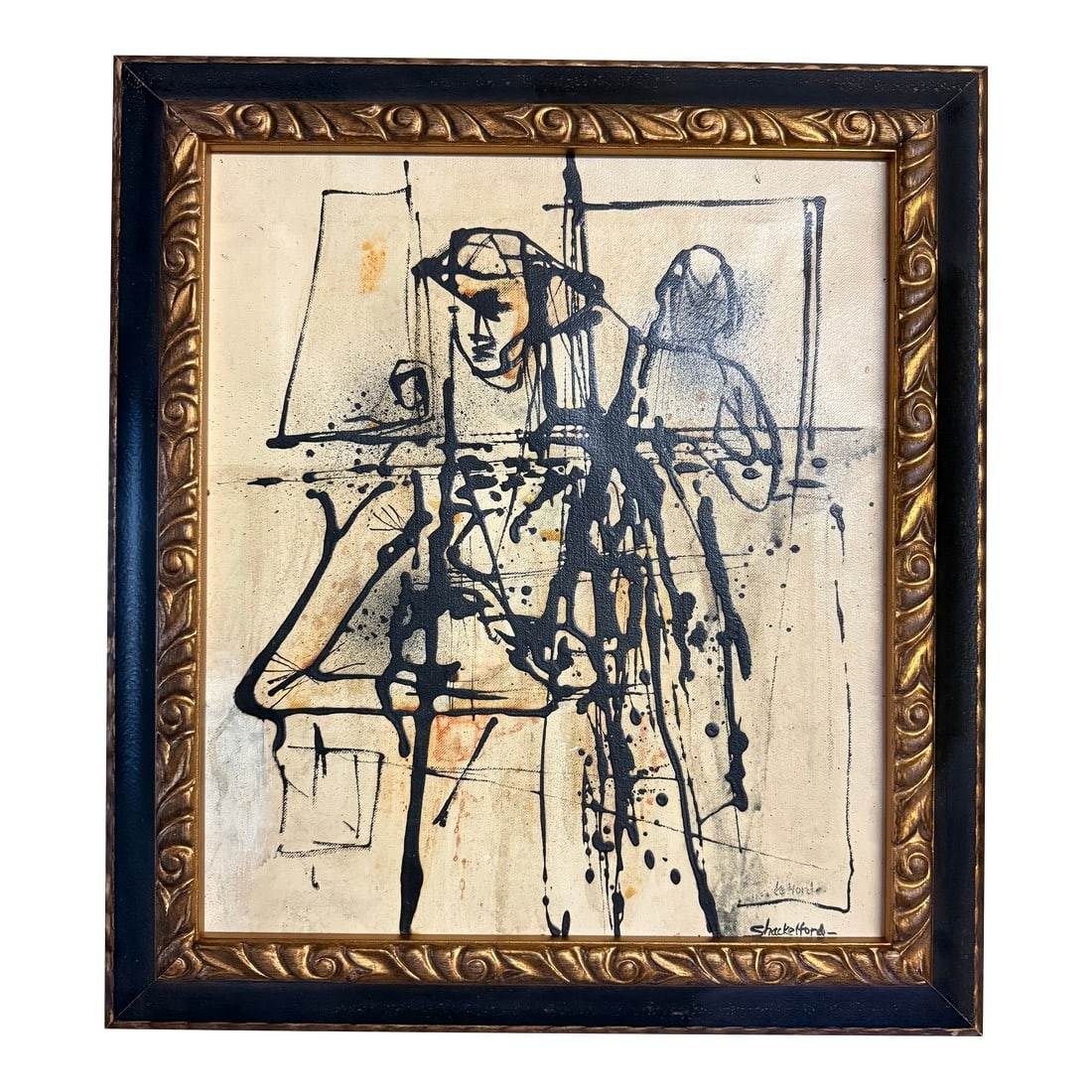1940s Modernist Figurative Abstract Original Painting Framed (1 of 7)