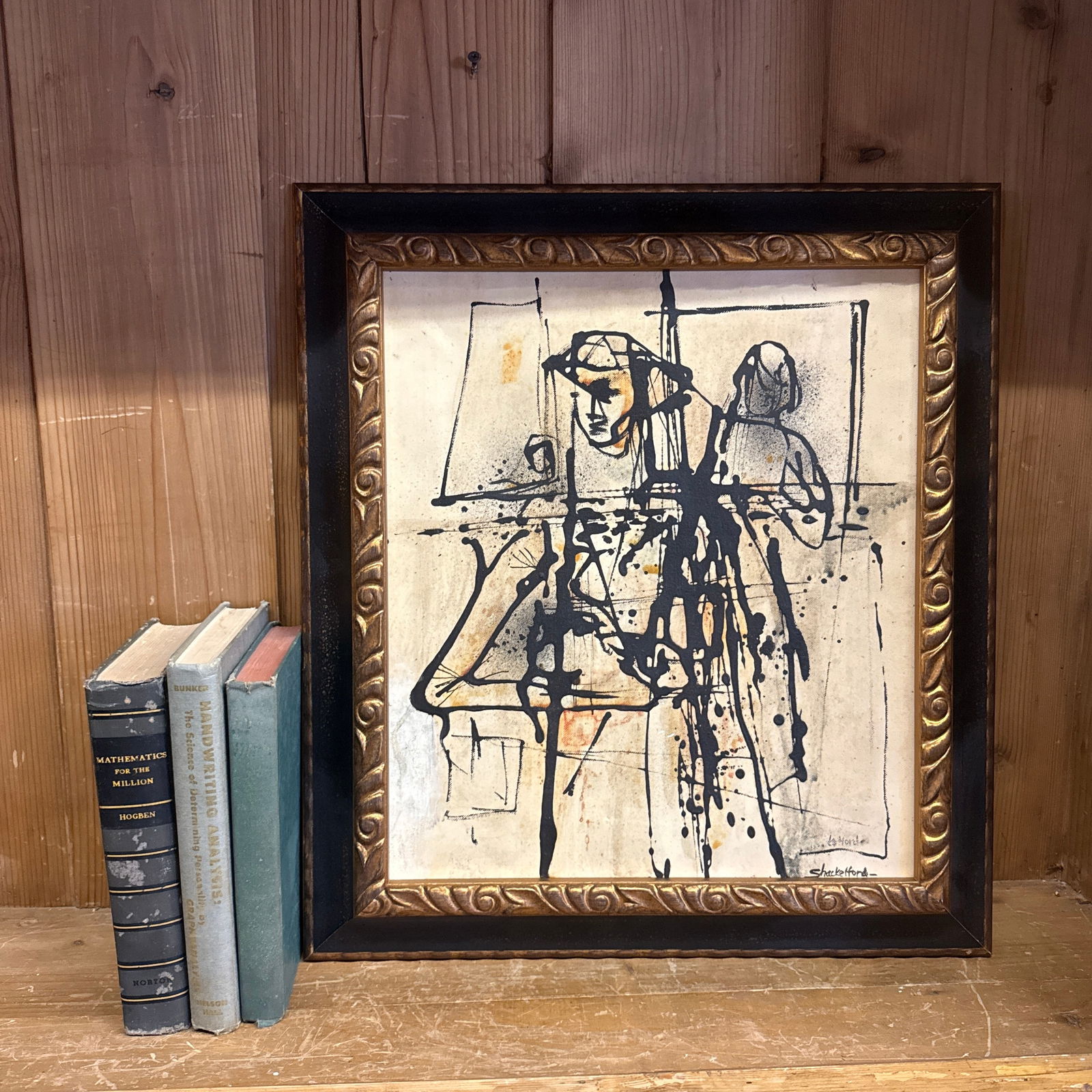 1940s Modernist Figurative Abstract Original Painting Framed - 2