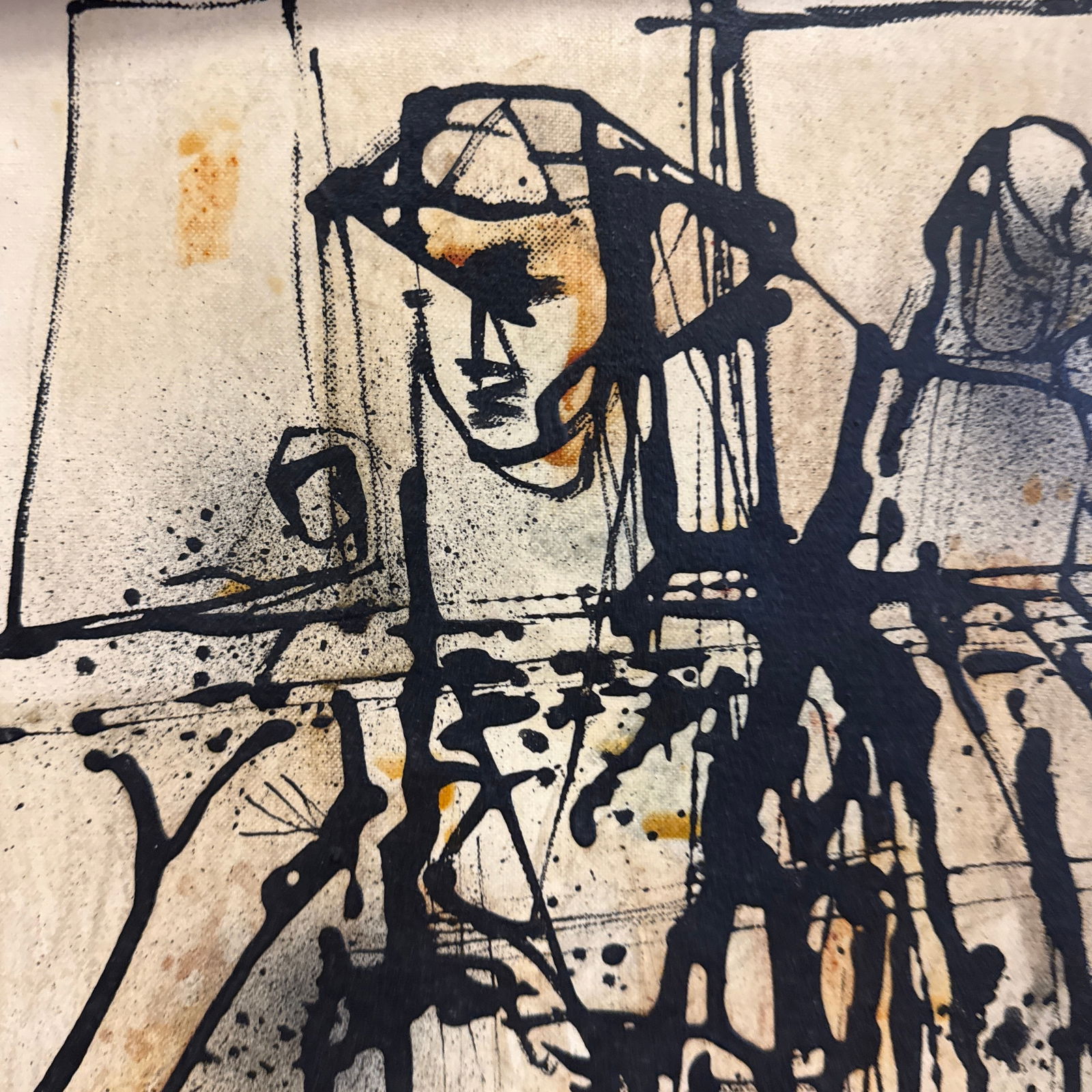 1940s Modernist Figurative Abstract Original Painting Framed - 3