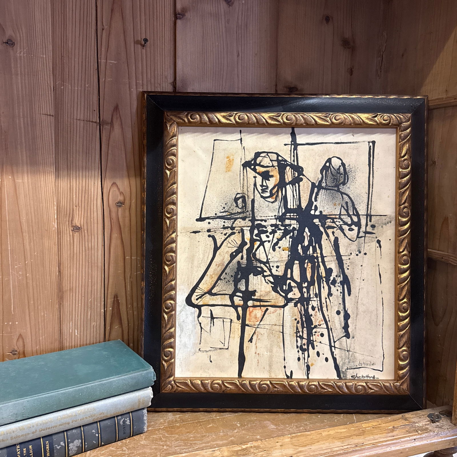 1940s Modernist Figurative Abstract Original Painting Framed - 6