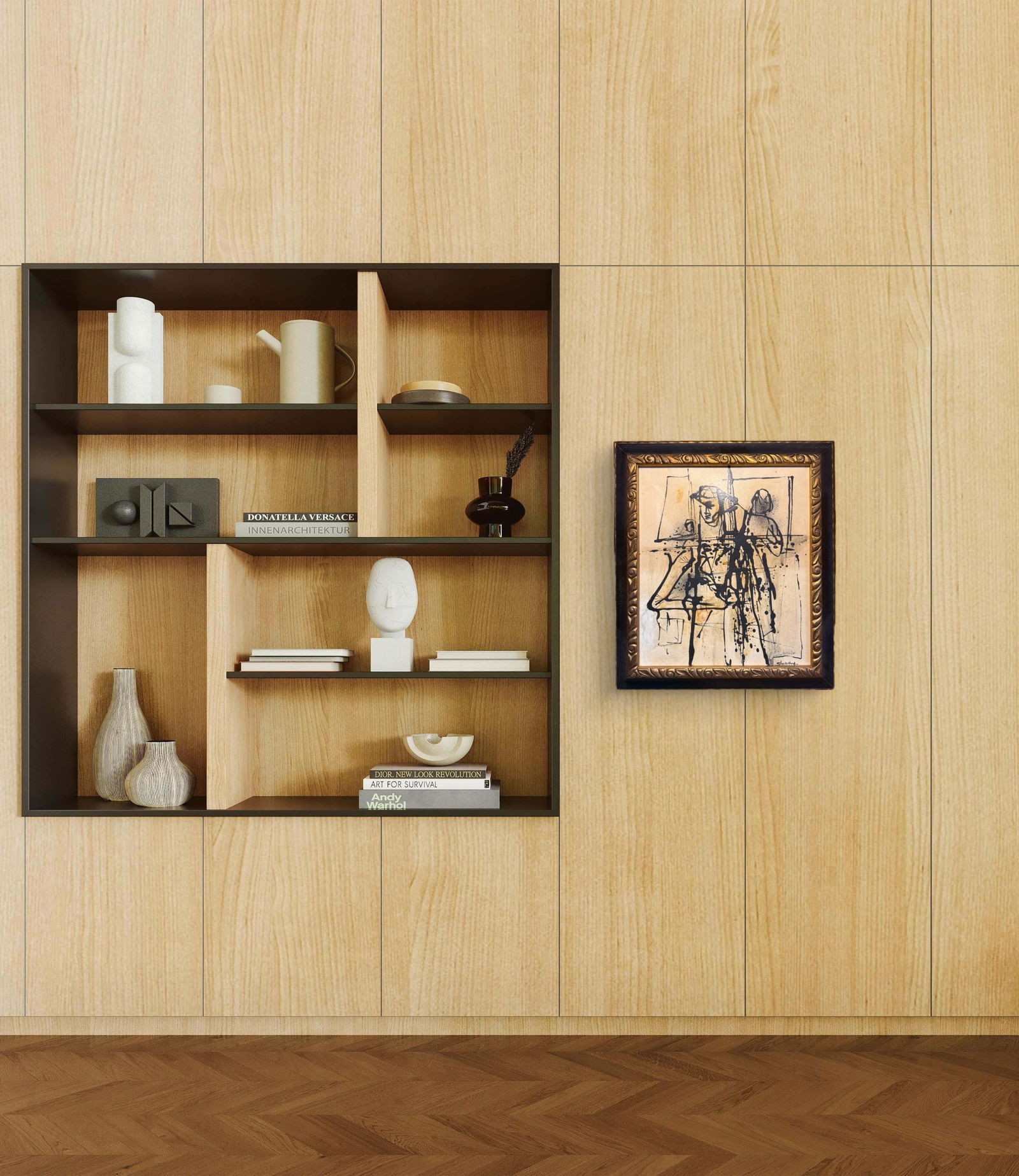 1940s Modernist Figurative Abstract Original Painting Framed - 7