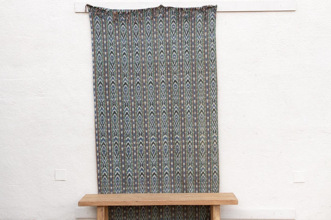 Monumental Cool Blue Ikat Textile - 3