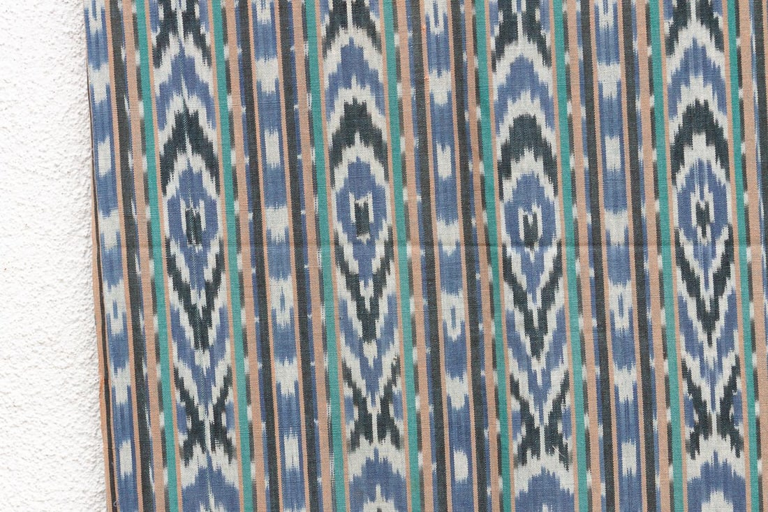 Monumental Cool Blue Ikat Textile - 4