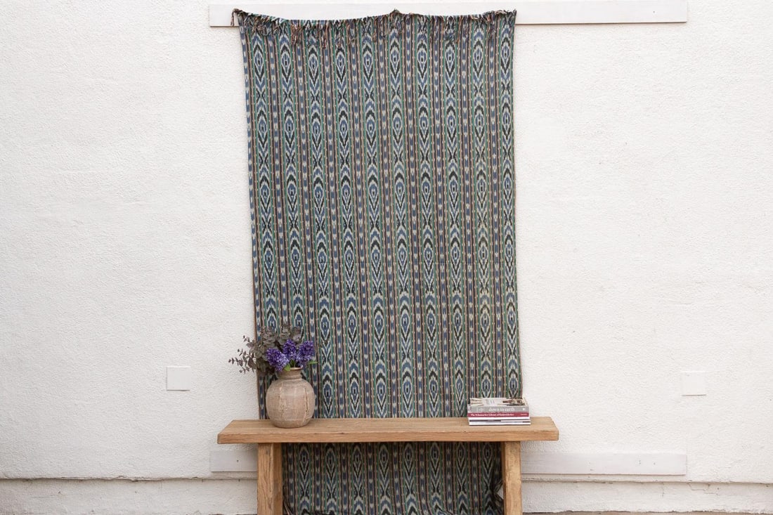 Monumental Cool Blue Ikat Textile - 7