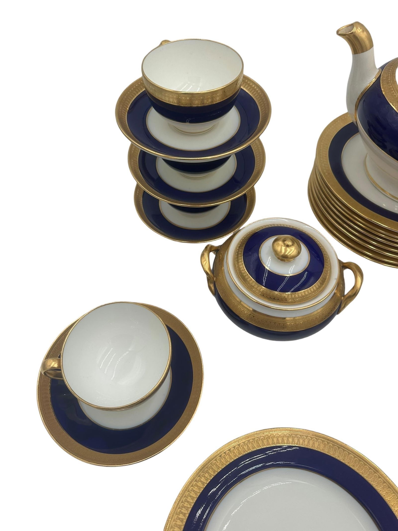 Mid 20th Century Minton "Cobalt & Gold" Pattern G6262 – Complete Tea Set for Eight - 30 Pieces - 13
