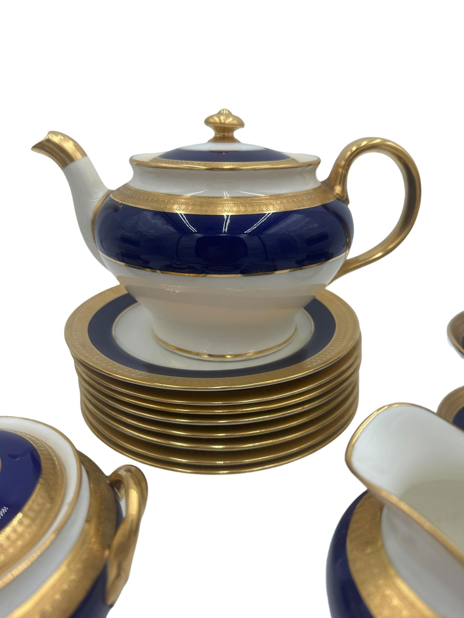 Mid 20th Century Minton "Cobalt & Gold" Pattern G6262 – Complete Tea Set for Eight - 30 Pieces - 15