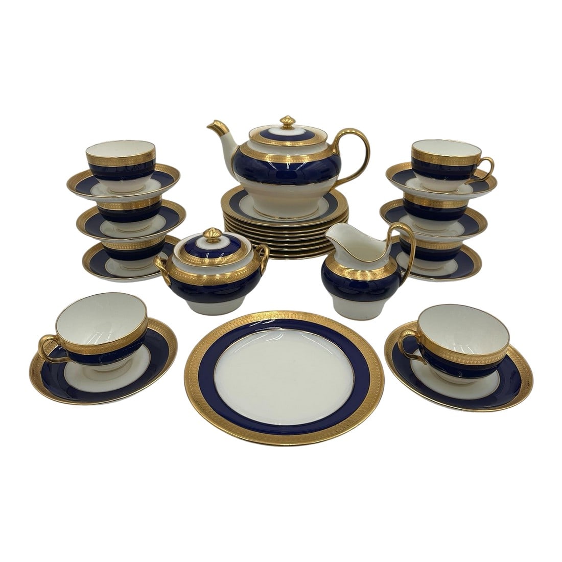 Mid 20th Century Minton "Cobalt & Gold" Pattern G6262 – Complete Tea Set for Eight - 30 Pieces (1 of 16)