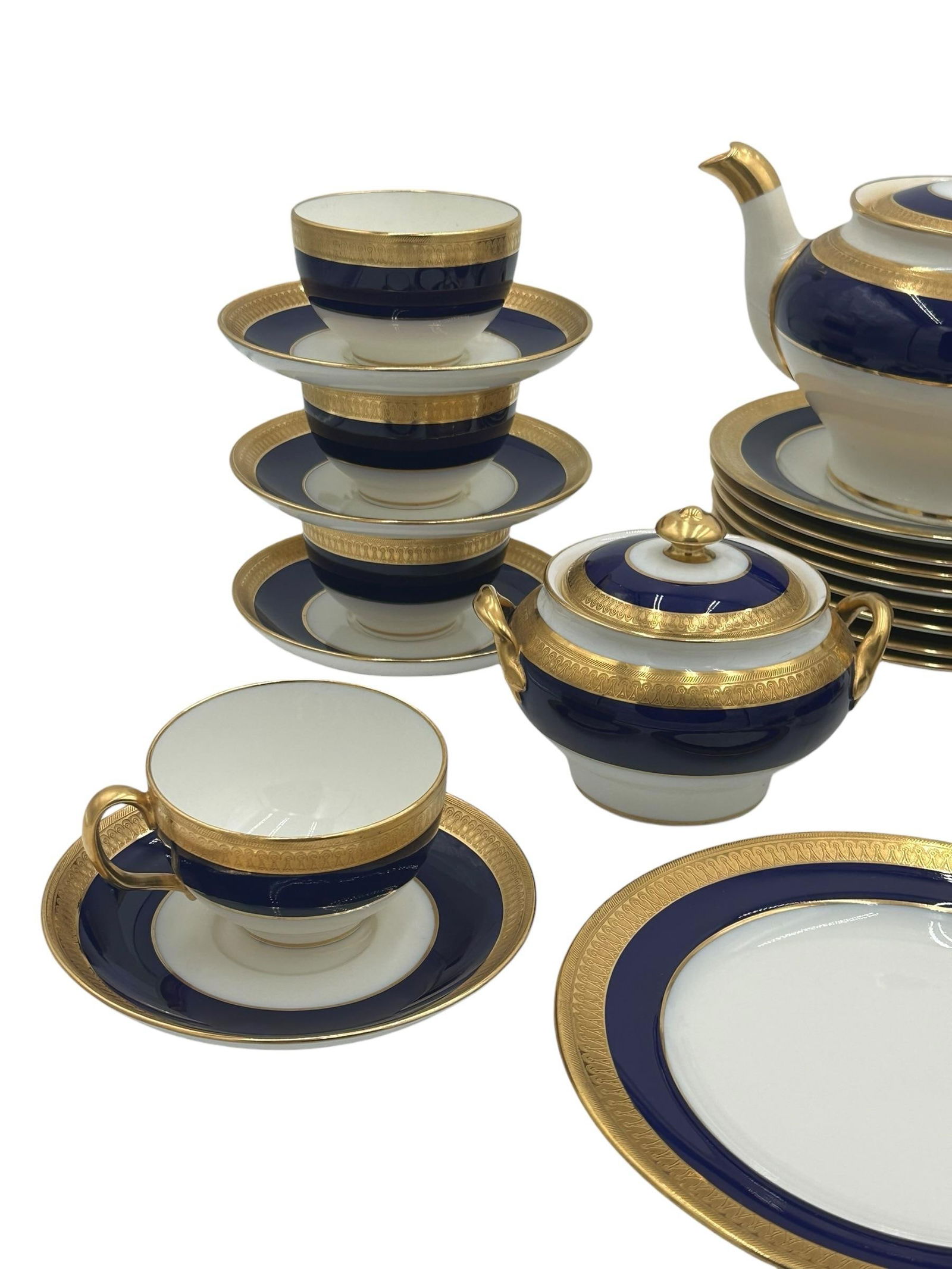 Mid 20th Century Minton "Cobalt & Gold" Pattern G6262 – Complete Tea Set for Eight - 30 Pieces - 4