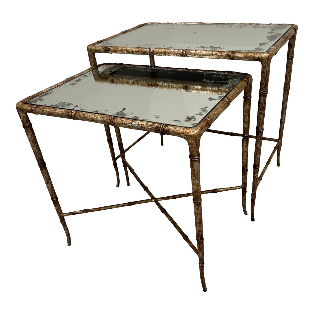 Faux Bamboo/Faux Bois Heavy Metal Nesting Tables by Century Furniture (1 of 9)