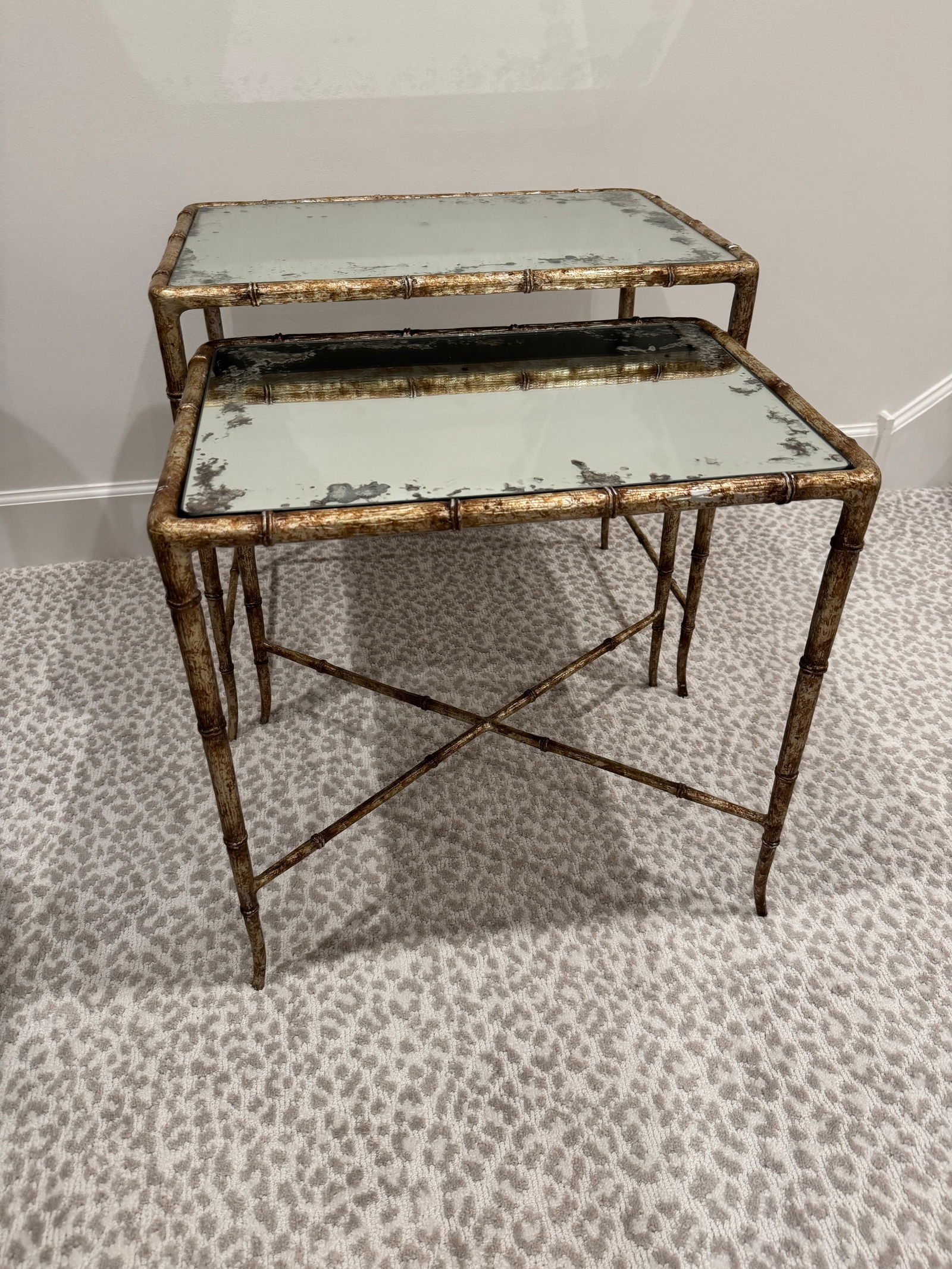 Faux Bamboo/Faux Bois Heavy Metal Nesting Tables by Century Furniture - 2