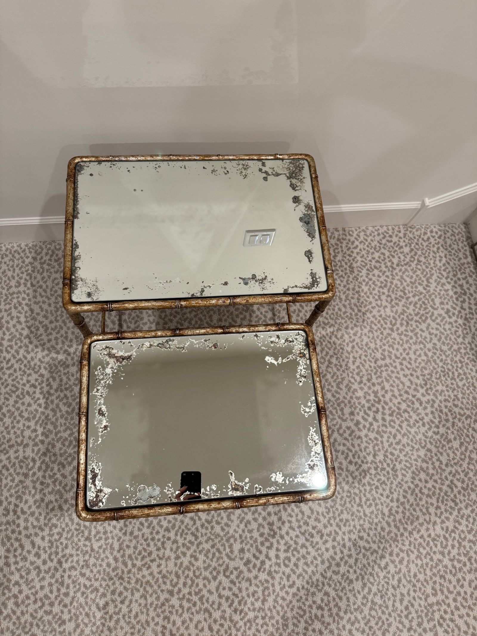 Faux Bamboo/Faux Bois Heavy Metal Nesting Tables by Century Furniture - 3