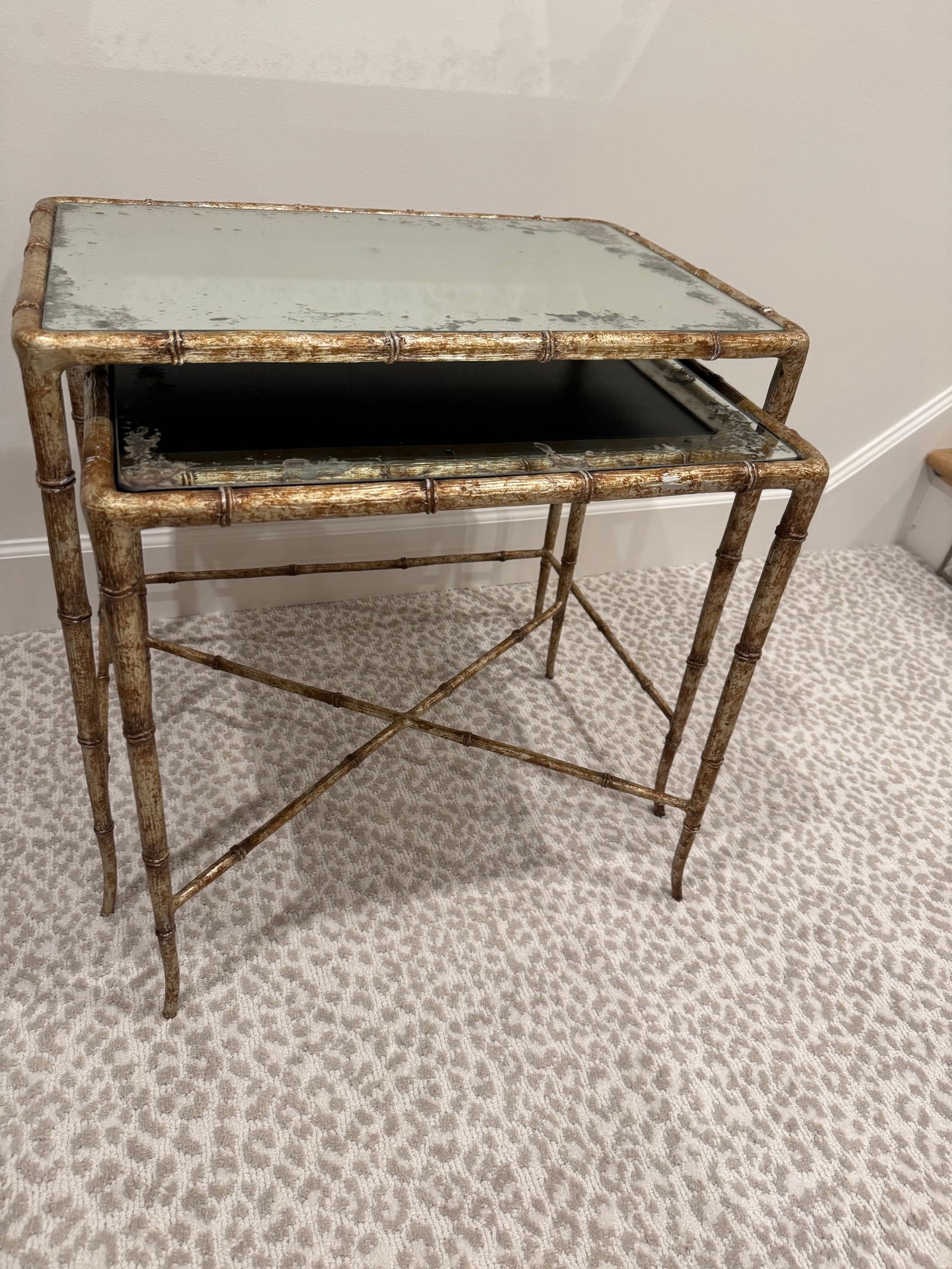 Faux Bamboo/Faux Bois Heavy Metal Nesting Tables by Century Furniture - 4