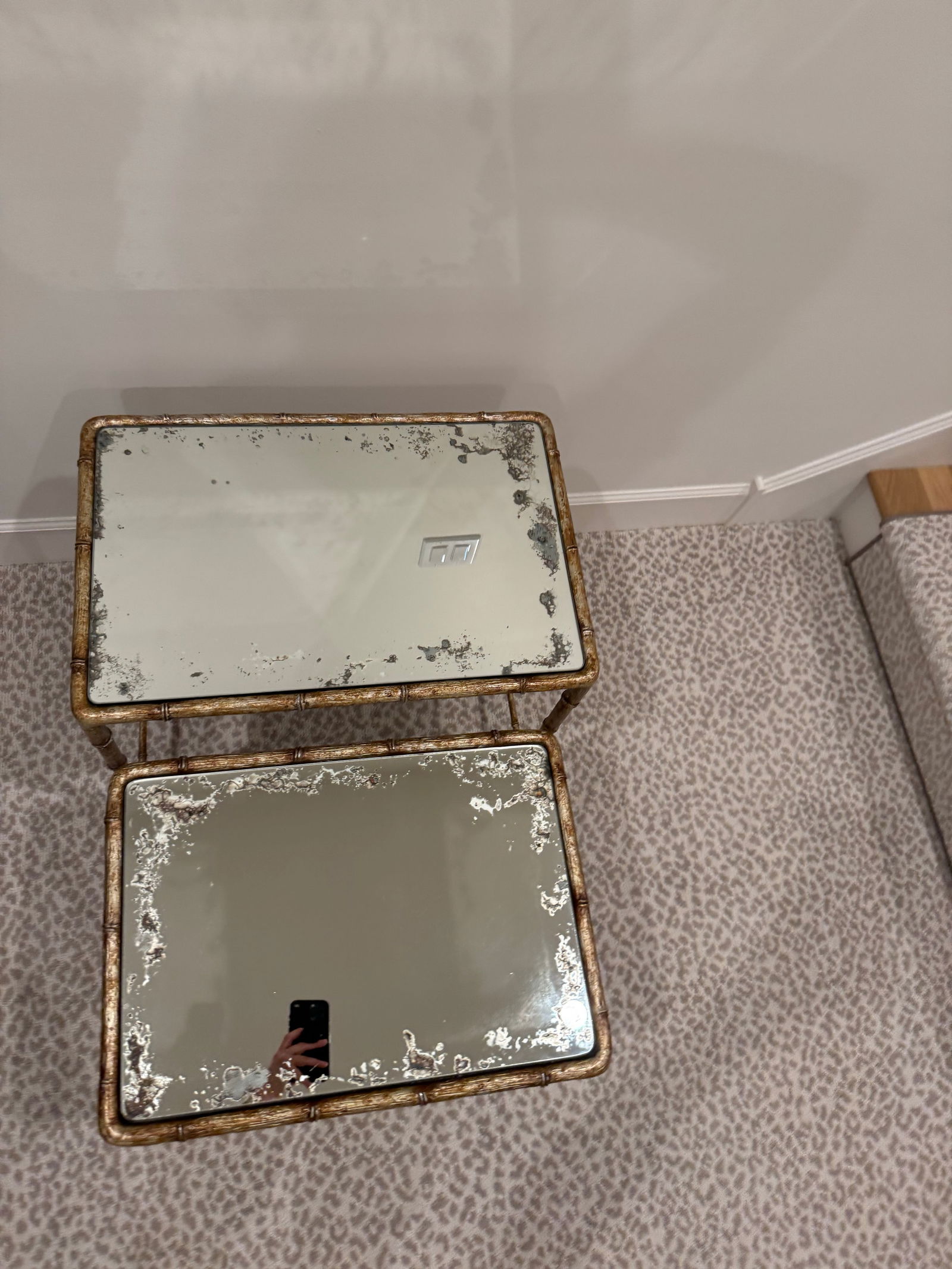 Faux Bamboo/Faux Bois Heavy Metal Nesting Tables by Century Furniture - 5