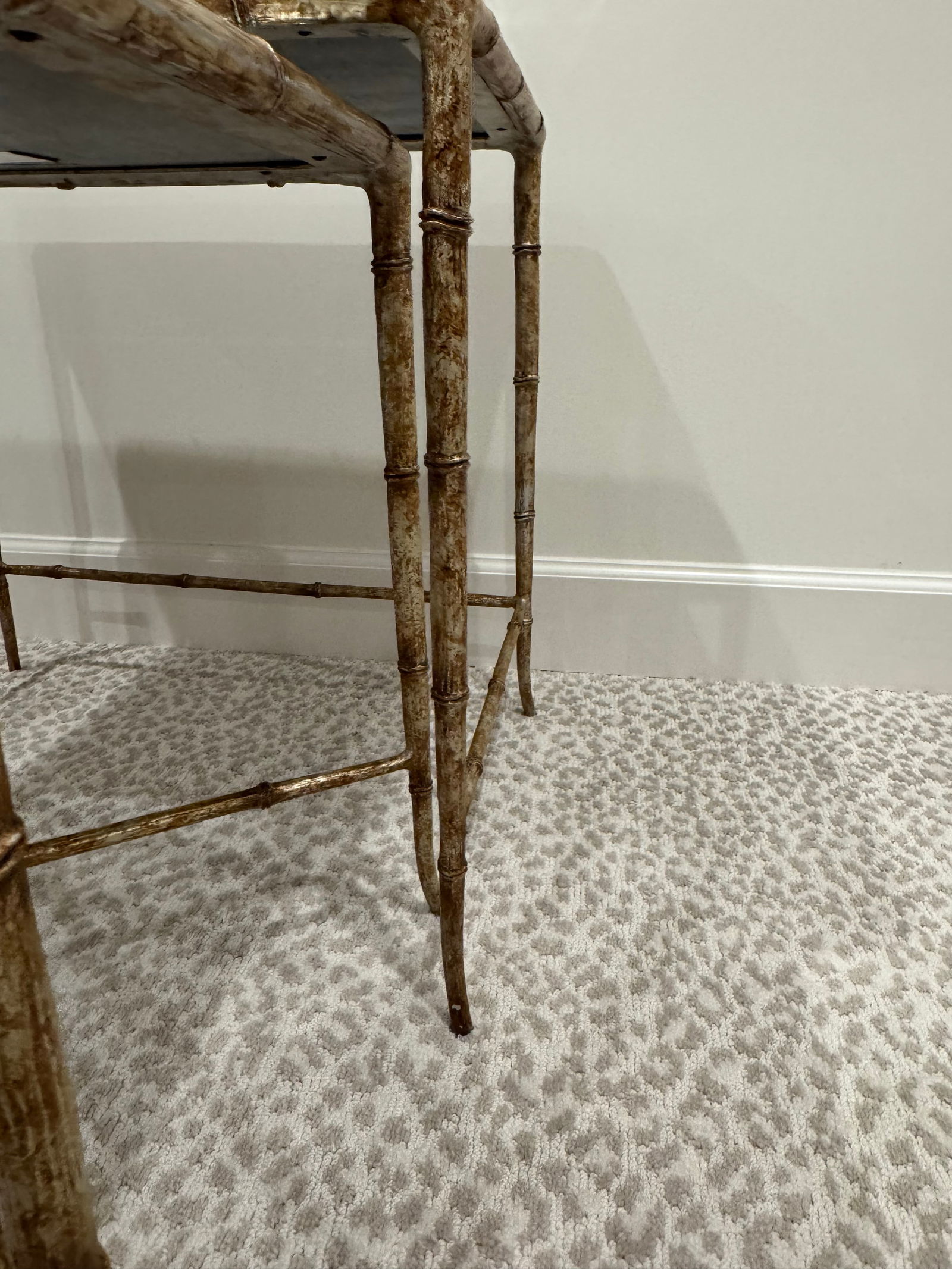 Faux Bamboo/Faux Bois Heavy Metal Nesting Tables by Century Furniture - 7