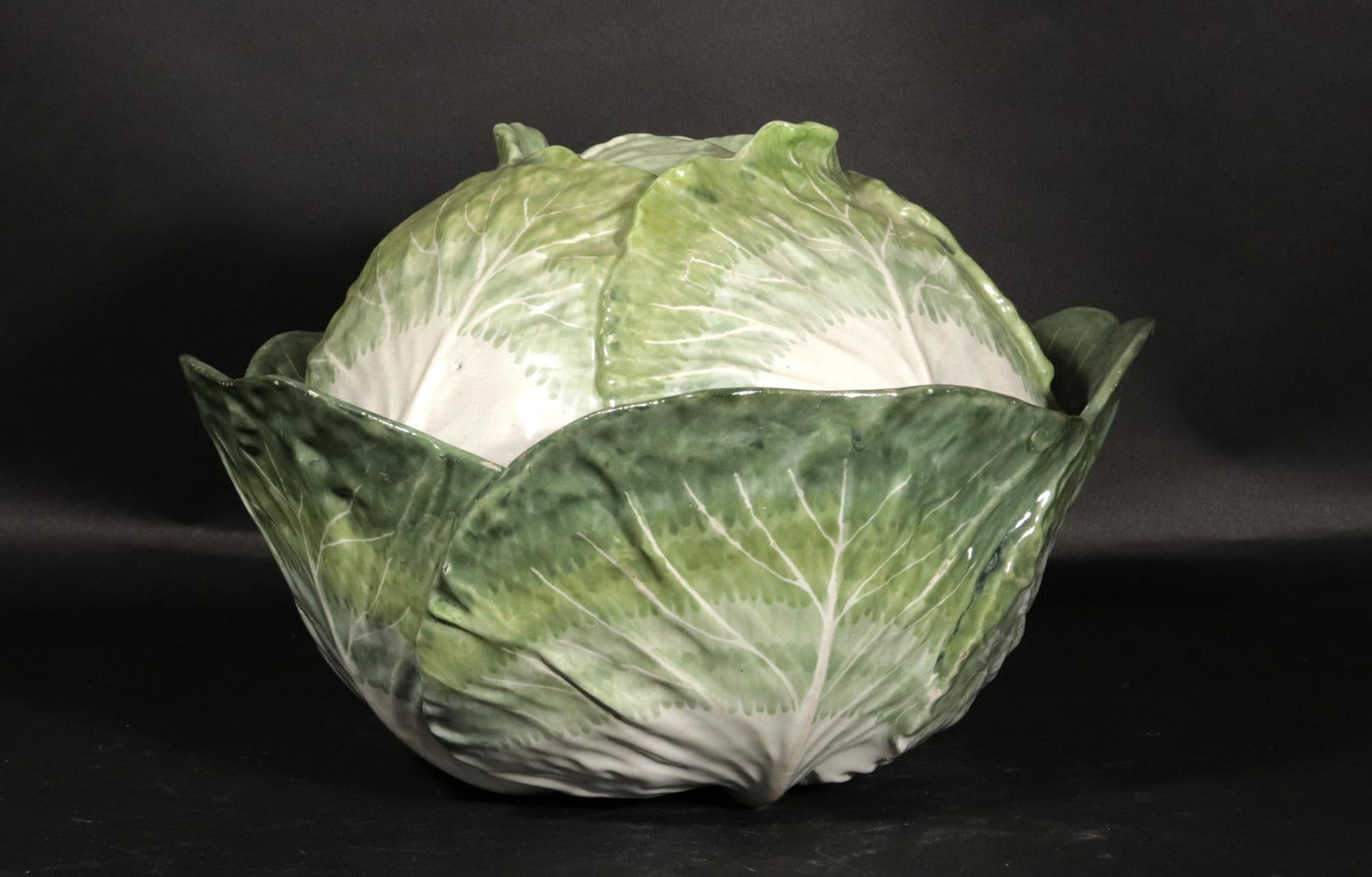 Mid 18th Century French Faience Tromp l'Oeil Strasbourg Factory Cabbage Tureen and Cover - 9
