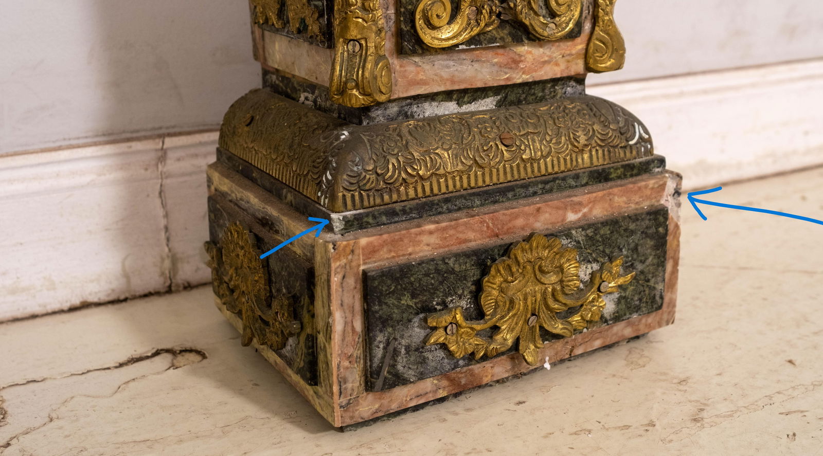 Pair Vintage Marble Pilaster Column Pedestals - 11