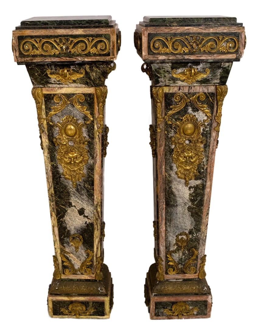 Pair Vintage Marble Pilaster Column Pedestals (1 of 18)