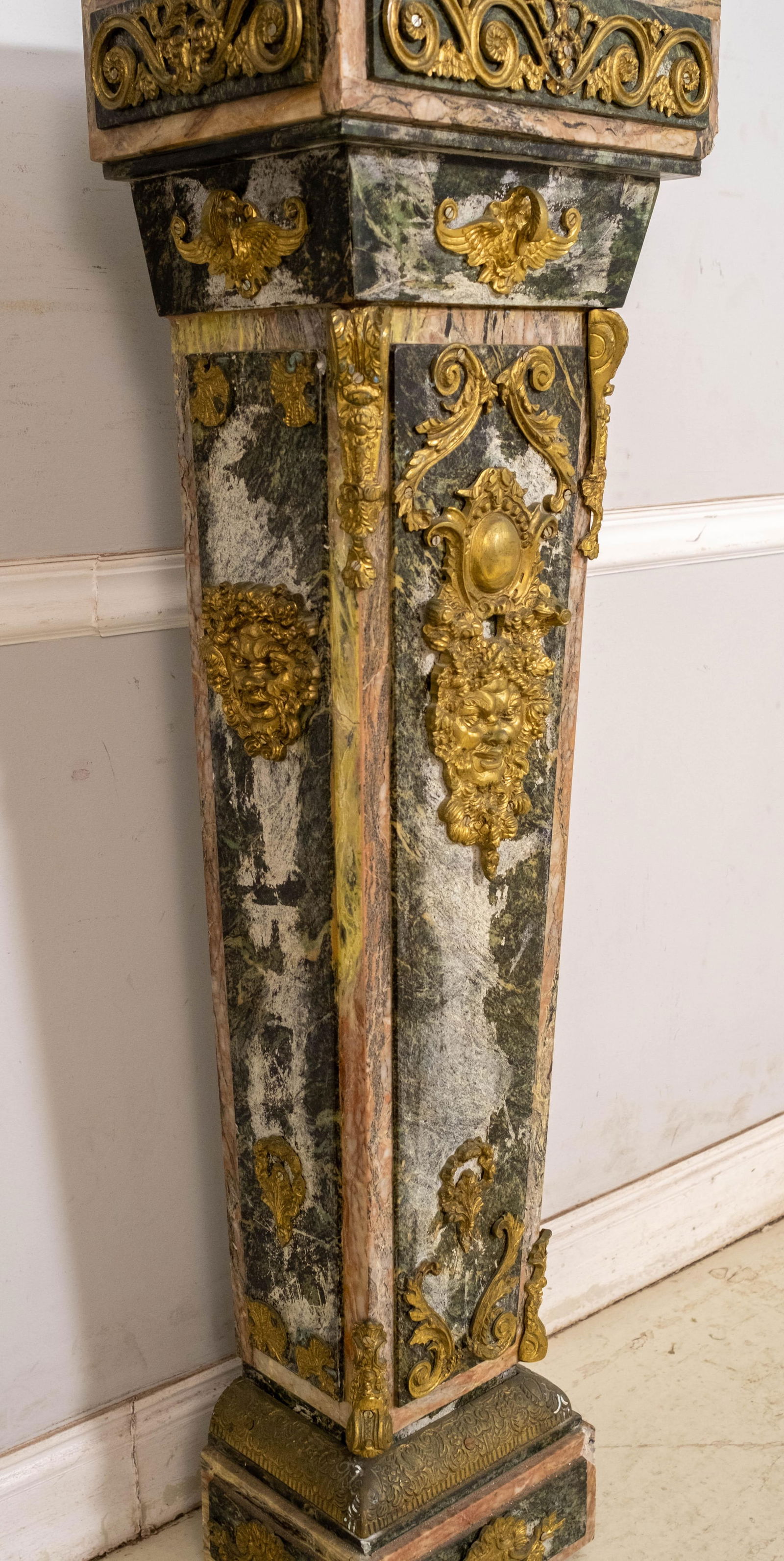 Pair Vintage Marble Pilaster Column Pedestals - 3