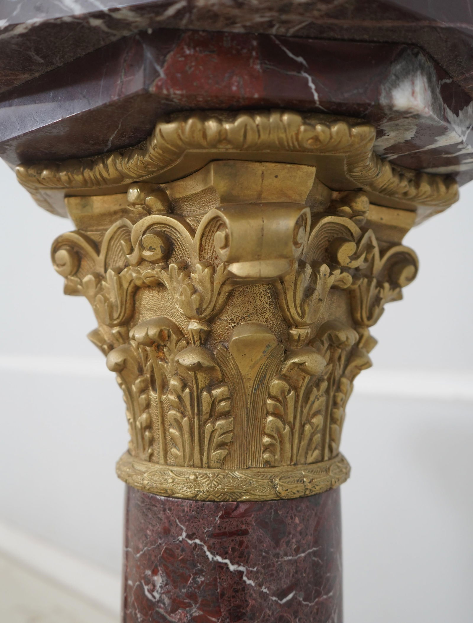 Pair French Empire Marble & Bronze Column Pedestals - 7