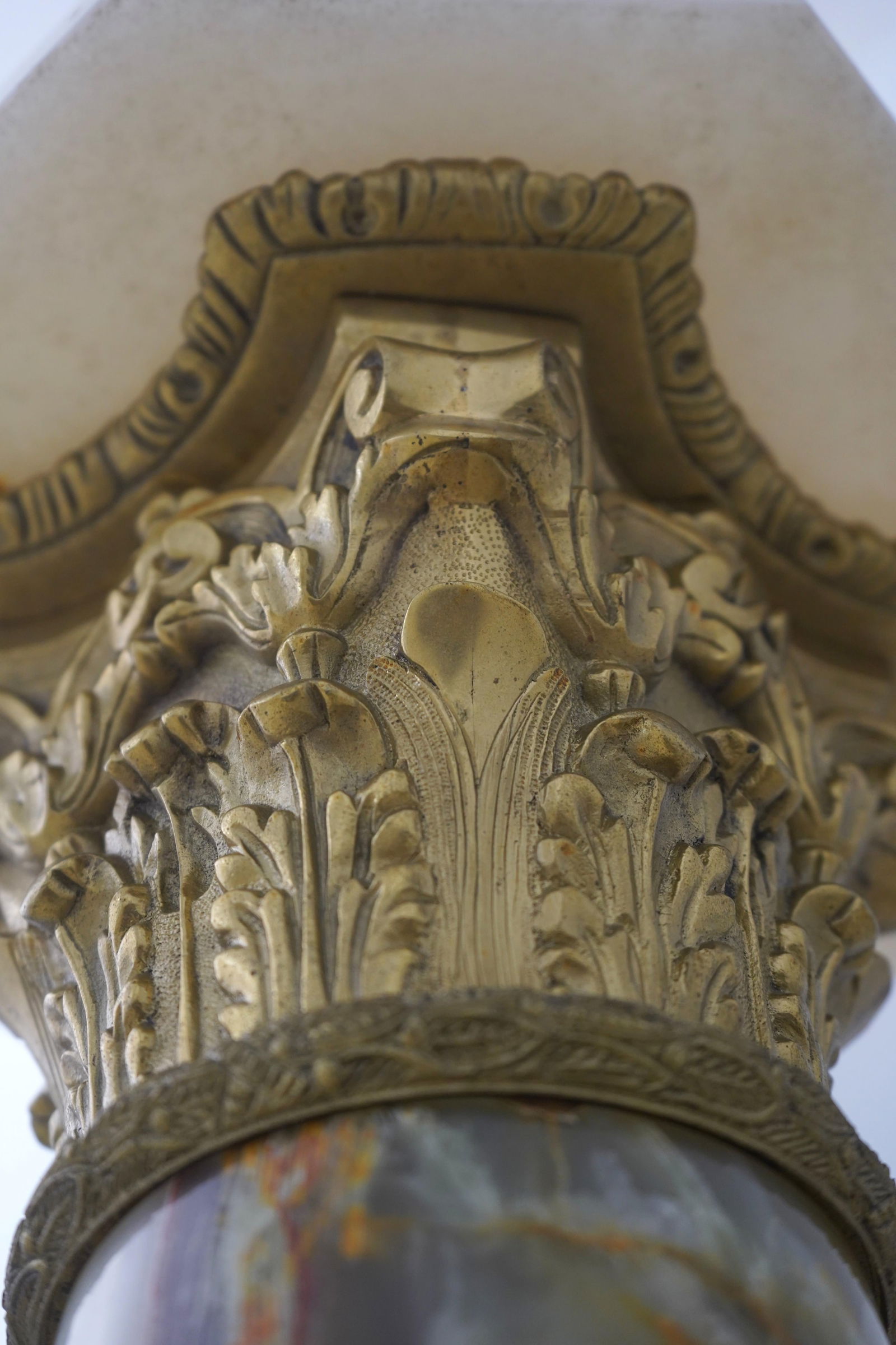 French Empire Onyx Marble Bronze Trim Pedestal - 11