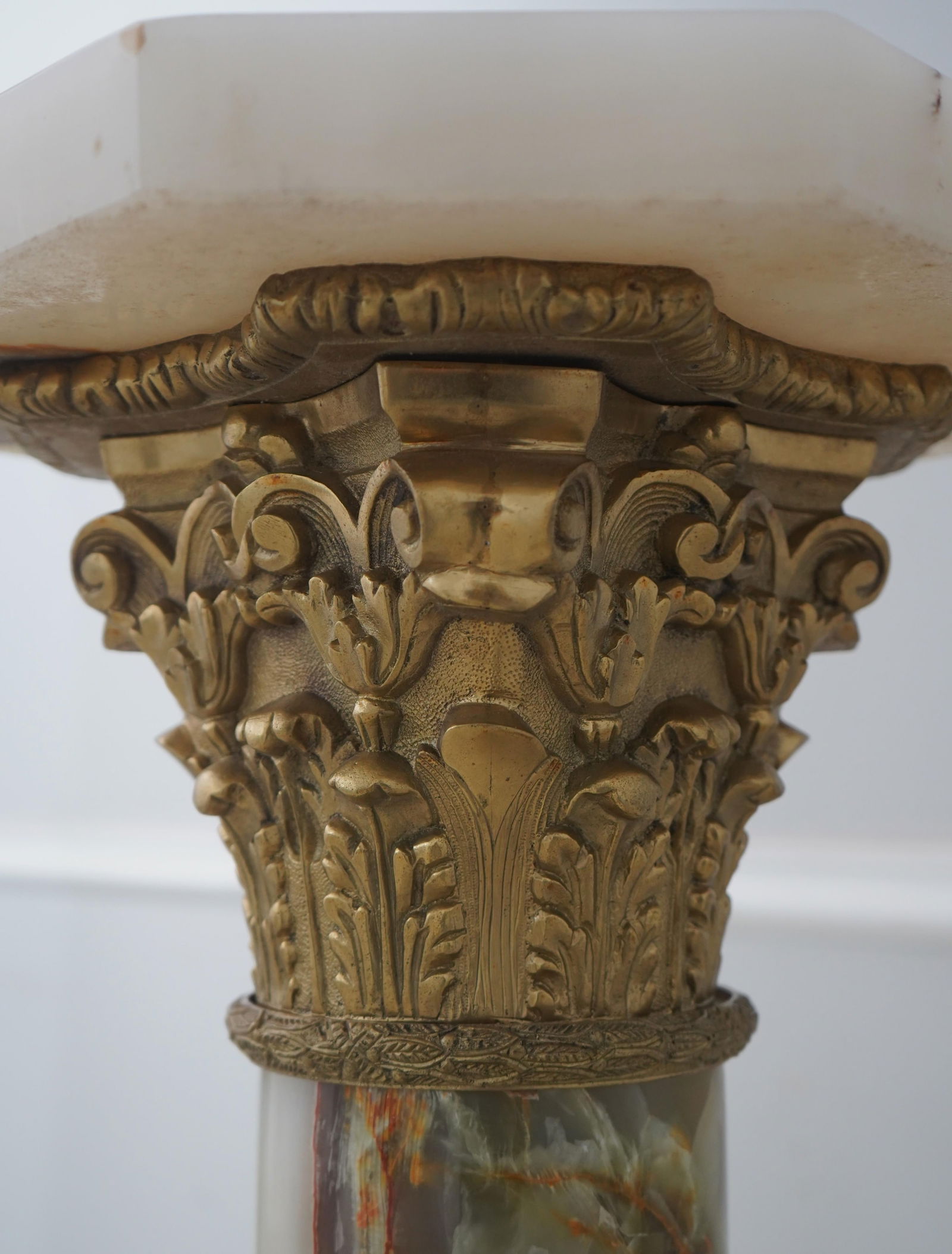 French Empire Onyx Marble Bronze Trim Pedestal - 7