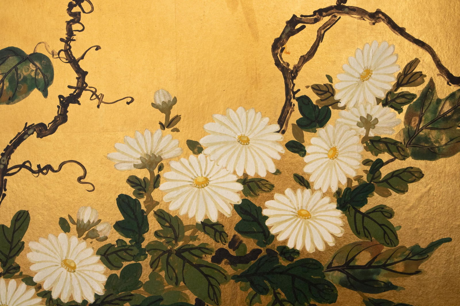 1960s Large ShÅwa Era Japanese Byobu Screen "Chrysanthemums" - 10