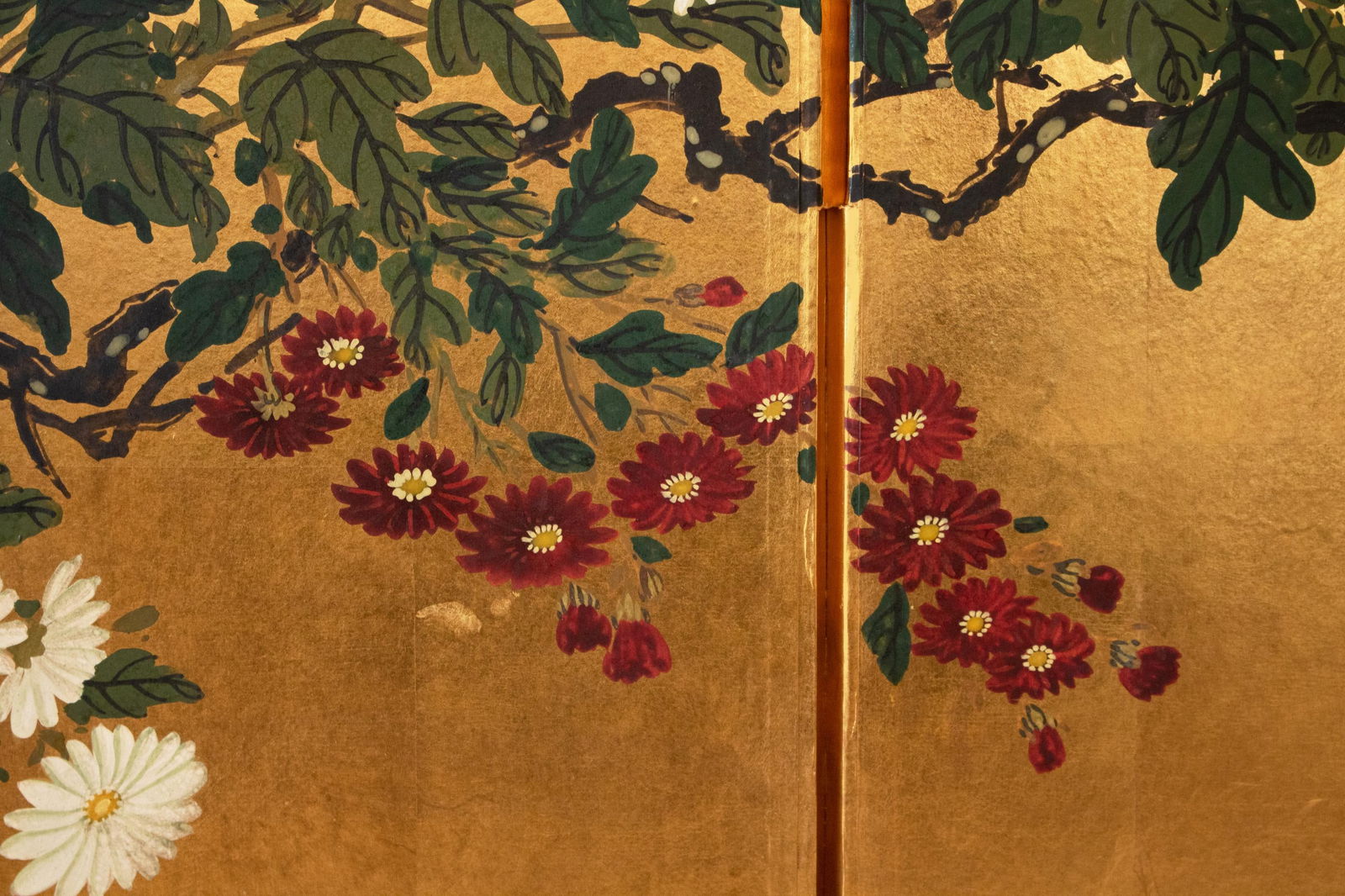 1960s Large ShÅwa Era Japanese Byobu Screen "Chrysanthemums" - 8